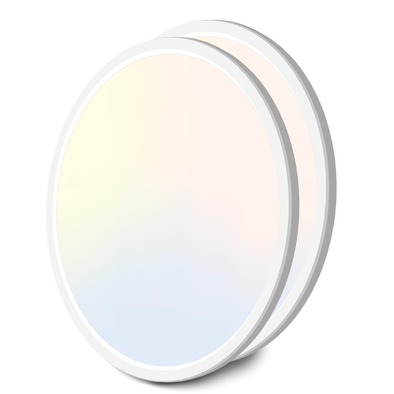 zemty 6-Pack 12-Inch LED Flush Mount Ceiling Lights, 24W 3200Lumens 5 CCT Adjustable (3000K-6500K), Round Flat Light Fixture for Bedroom Kitchen Bathroom Hallway (White)