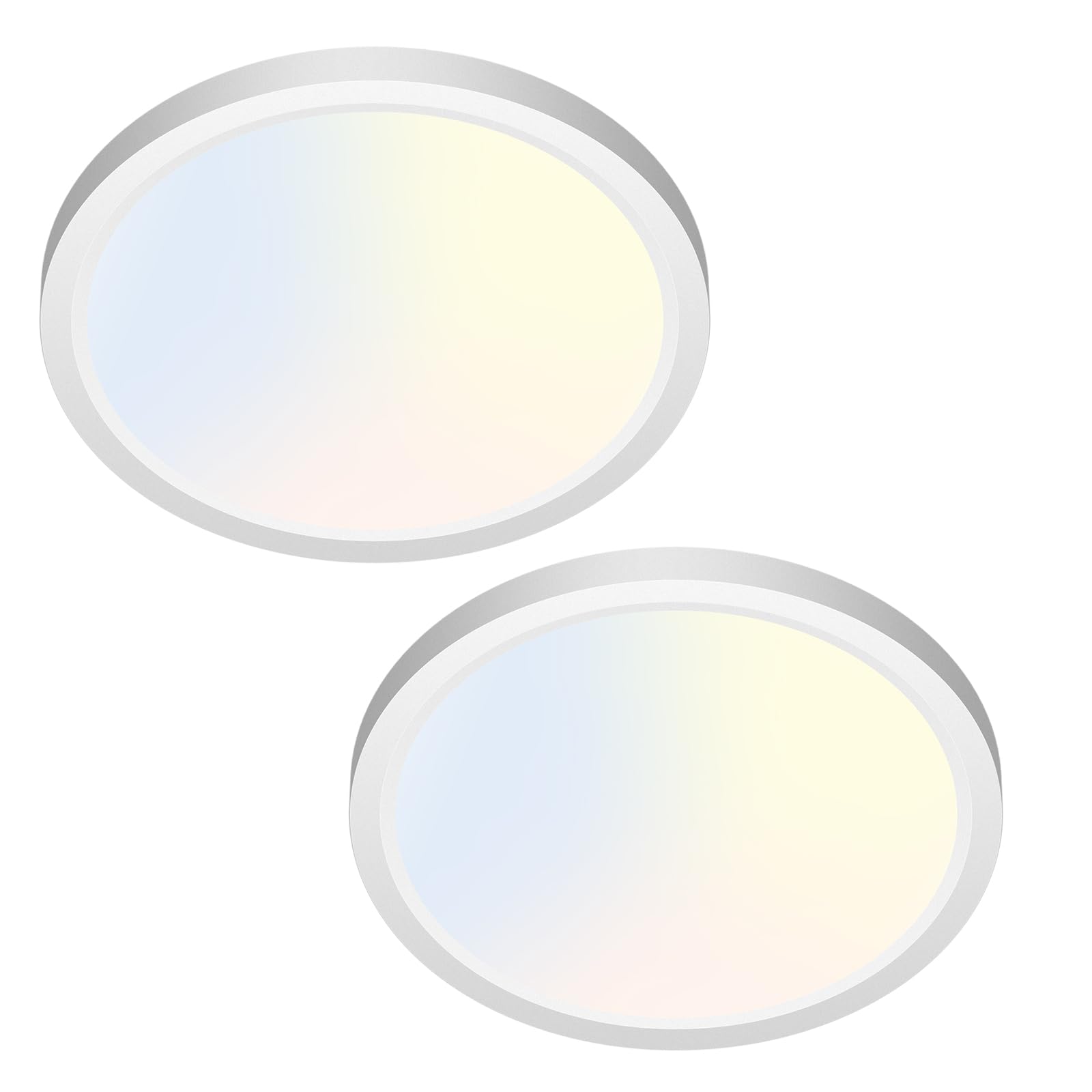 zemty 6-Pack 12-Inch LED Flush Mount Ceiling Lights, 24W 3200Lumens 5 CCT Adjustable (3000K-6500K), Round Flat Light Fixture for Bedroom Kitchen Bathroom Hallway (White)
