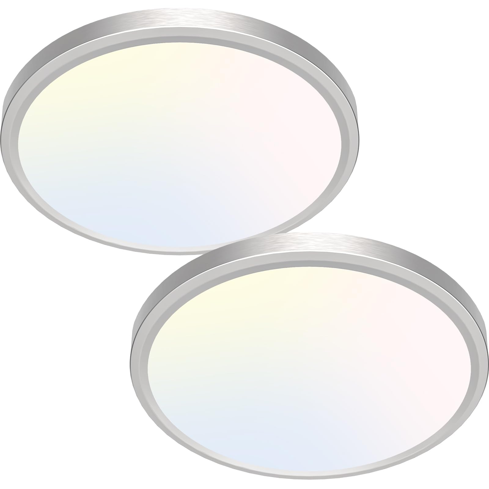 zemty 6-Pack 12-Inch LED Flush Mount Ceiling Lights, 24W 3200Lumens 5 CCT Adjustable (3000K-6500K), Round Flat Light Fixture for Bedroom Kitchen Bathroom Hallway (White)