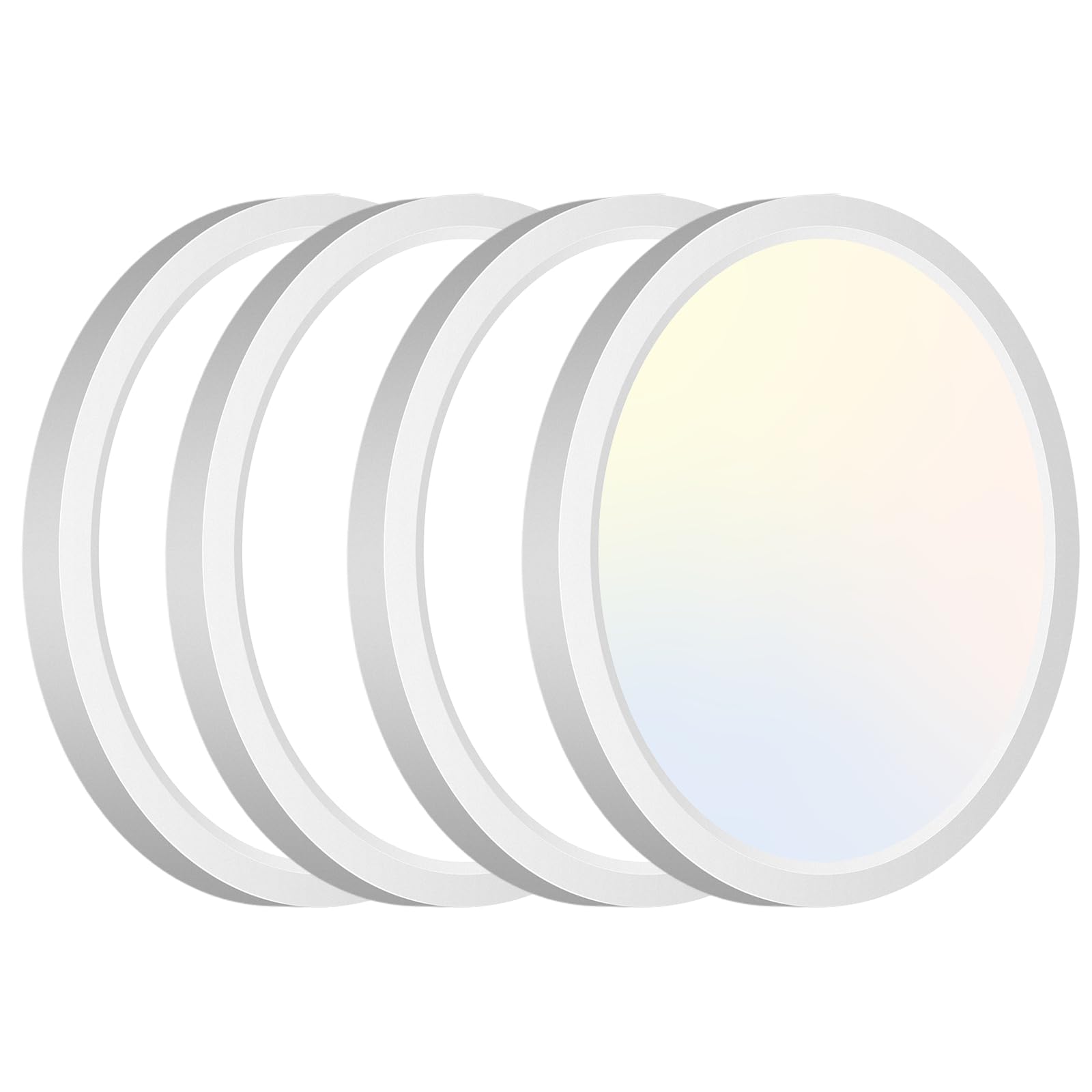 zemty 6-Pack 12-Inch LED Flush Mount Ceiling Lights, 24W 3200Lumens 5 CCT Adjustable (3000K-6500K), Round Flat Light Fixture for Bedroom Kitchen Bathroom Hallway (White)