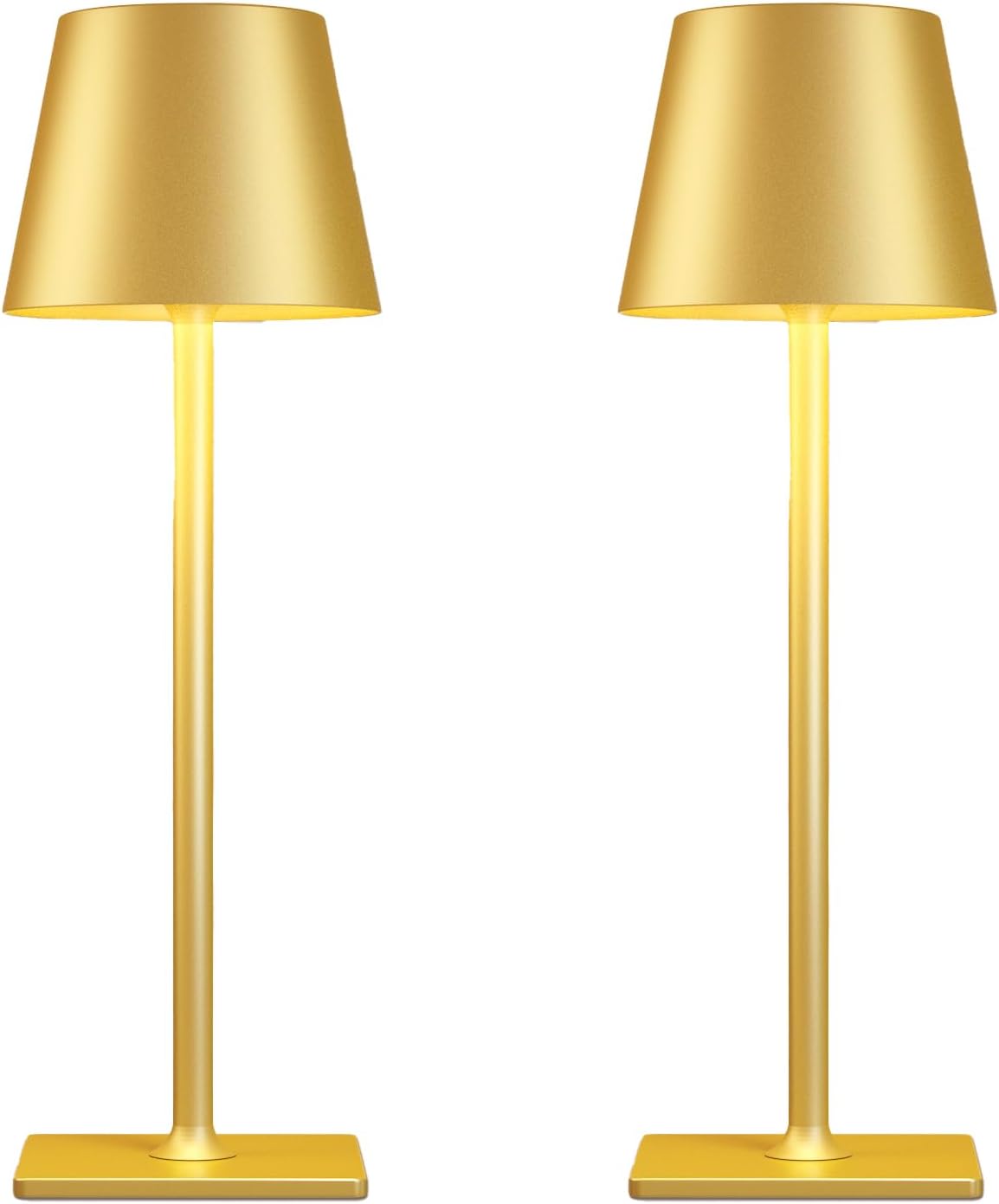 Yogaret 2 Pack Gold Rechargeable Table Lamps,Cordless Lamp with 6000mAh Battery Operated,Wireless Lamp for Restaurant Home Dinner Dining Kitchen Outdoor Patio,Waterproof & Portable
