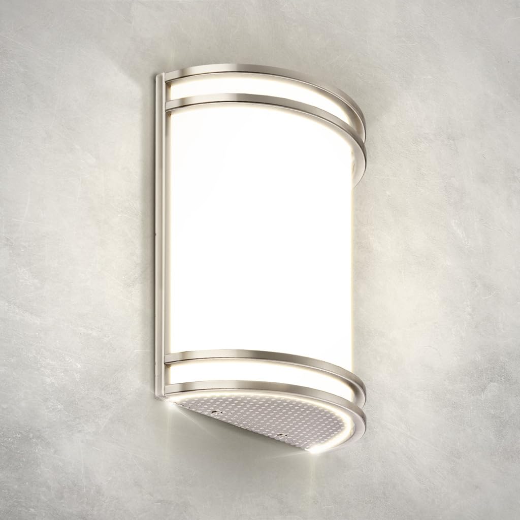 ASD LED Indoor Wall Mount Light Fixture - 10 Inch 15W Modern Interior Brushed Nickel Dimmable Wall Sconce Light - ETL 3000K 4000K 5000K Adjustable - Hallway, Bedroom LED Wall Lights