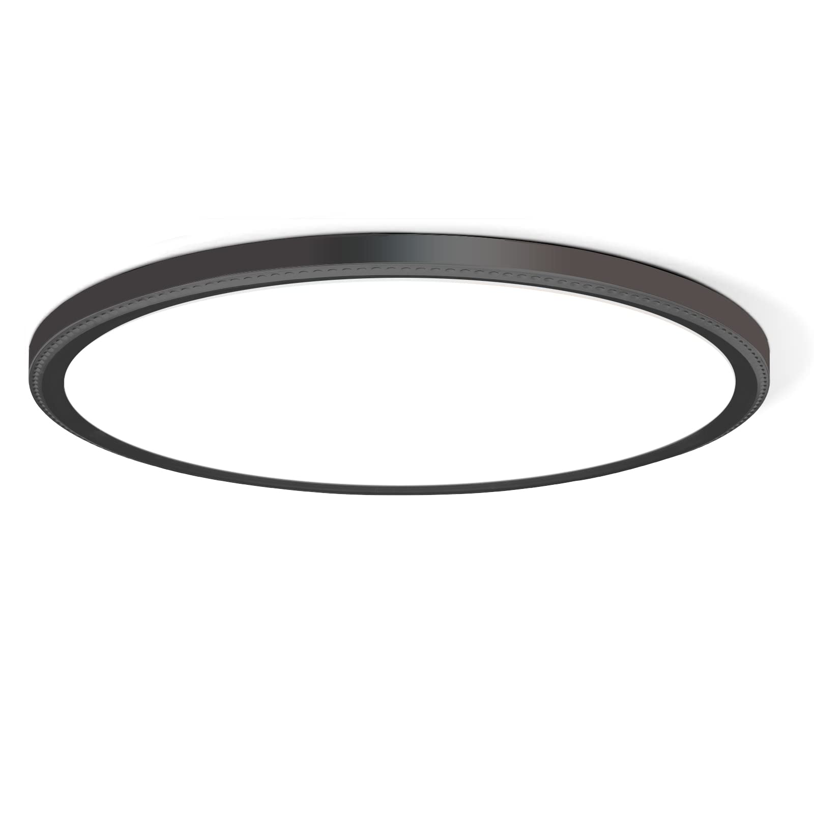 WKONCLDY 6Pack 3200lm LED Flush Mount Ceiling Light, Super Slim 12 inch LED Ceiling Light, 5000K LED Ceiling Light for Bedroom, Living Room, Dining Room (Black, Six Pack)