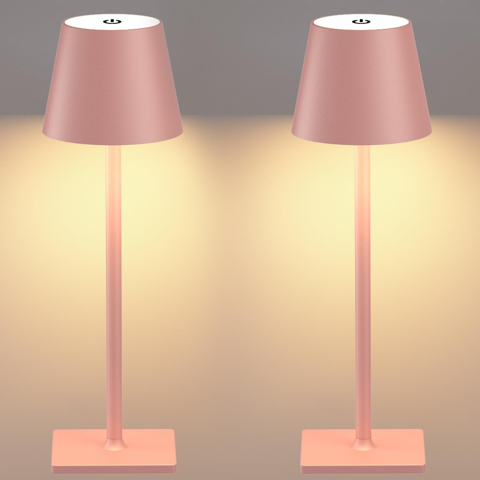 Yogaret 2 Pack Gold Rechargeable Table Lamps,Cordless Lamp with 6000mAh Battery Operated,Wireless Lamp for Restaurant Home Dinner Dining Kitchen Outdoor Patio,Waterproof & Portable