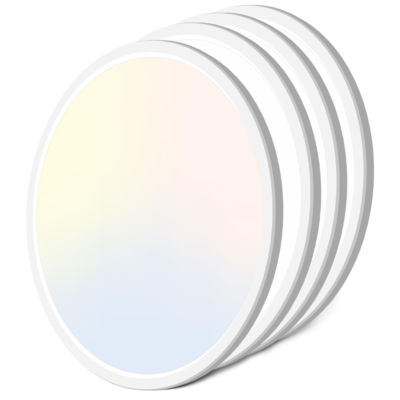 zemty 6-Pack 12-Inch LED Flush Mount Ceiling Lights, 24W 3200Lumens 5 CCT Adjustable (3000K-6500K), Round Flat Light Fixture for Bedroom Kitchen Bathroom Hallway (White)