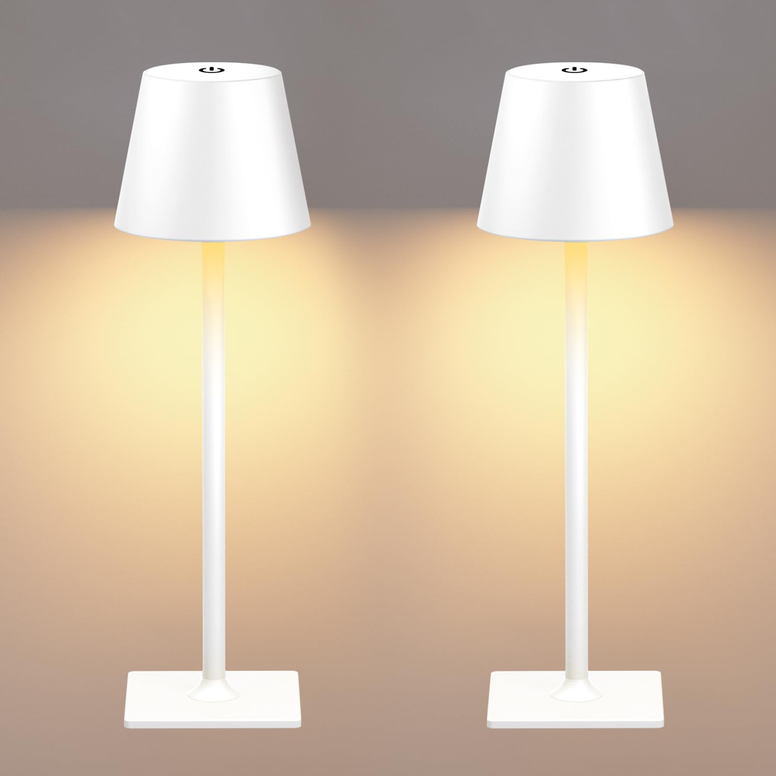 Yogaret 2 Pack Gold Rechargeable Table Lamps,Cordless Lamp with 6000mAh Battery Operated,Wireless Lamp for Restaurant Home Dinner Dining Kitchen Outdoor Patio,Waterproof & Portable