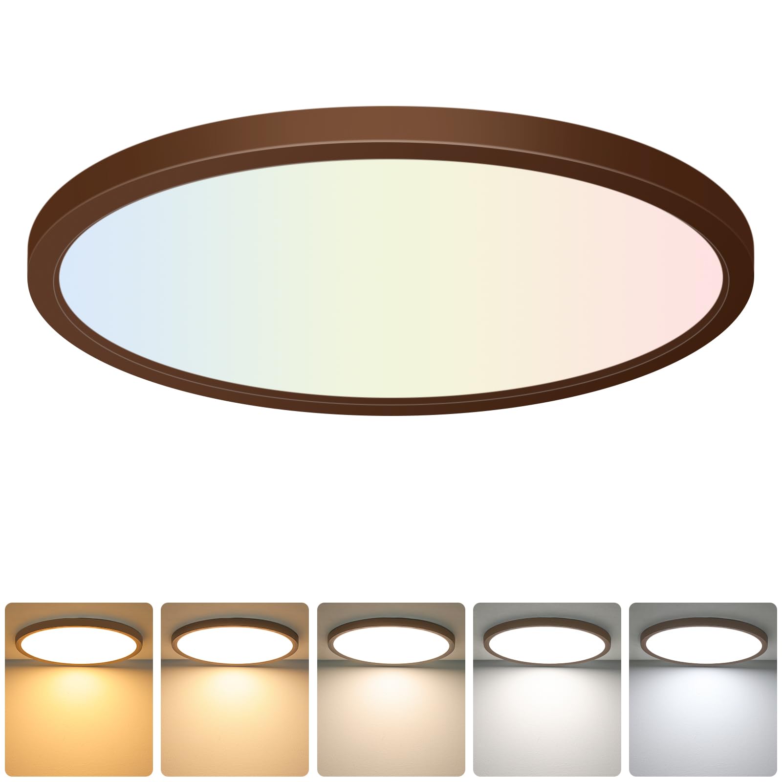Brightever 4Pack LED Flush Mount Ceiling Light Fixture, 12 Inch 24W, Super Slim 0.67 Inch, 3200LM, Dimmable & 2700K-6500K 5 Color Selectable LED Ceiling Lights for Bedroom