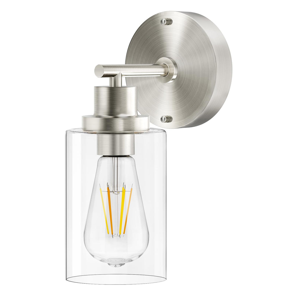 BUTHY Black Wall Sconce Light: Modern Wall Sconces Indoor, LED Wall Light Fixtures with E26 Base and Clear Glass Shade, Sconces Wall Lighting for Hallway, Bedroom, Living Room, and Mirror