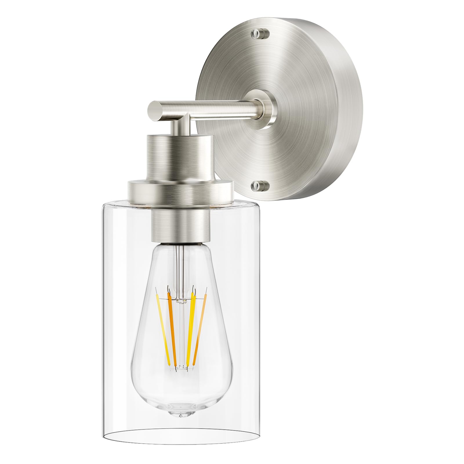 BUTHY Black Wall Sconce Light: Modern Wall Sconces Indoor, LED Wall Light Fixtures with E26 Base and Clear Glass Shade, Sconces Wall Lighting for Hallway, Bedroom, Living Room, and Mirror