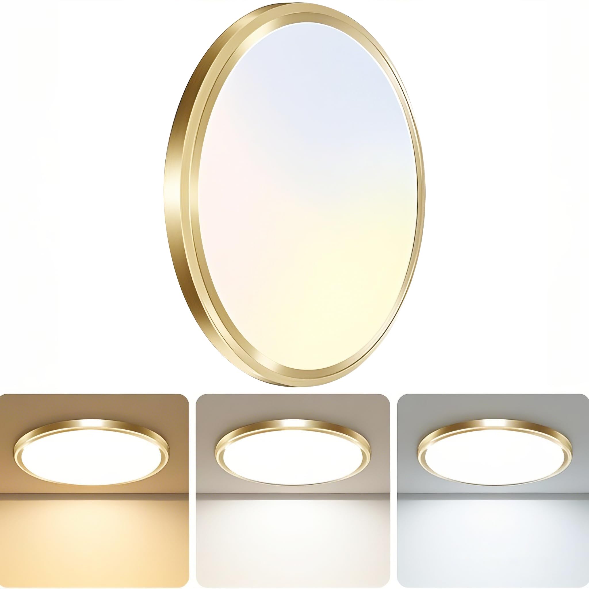 zemty 6-Pack 12-Inch LED Flush Mount Ceiling Lights, 24W 3200Lumens 5 CCT Adjustable (3000K-6500K), Round Flat Light Fixture for Bedroom Kitchen Bathroom Hallway (White)