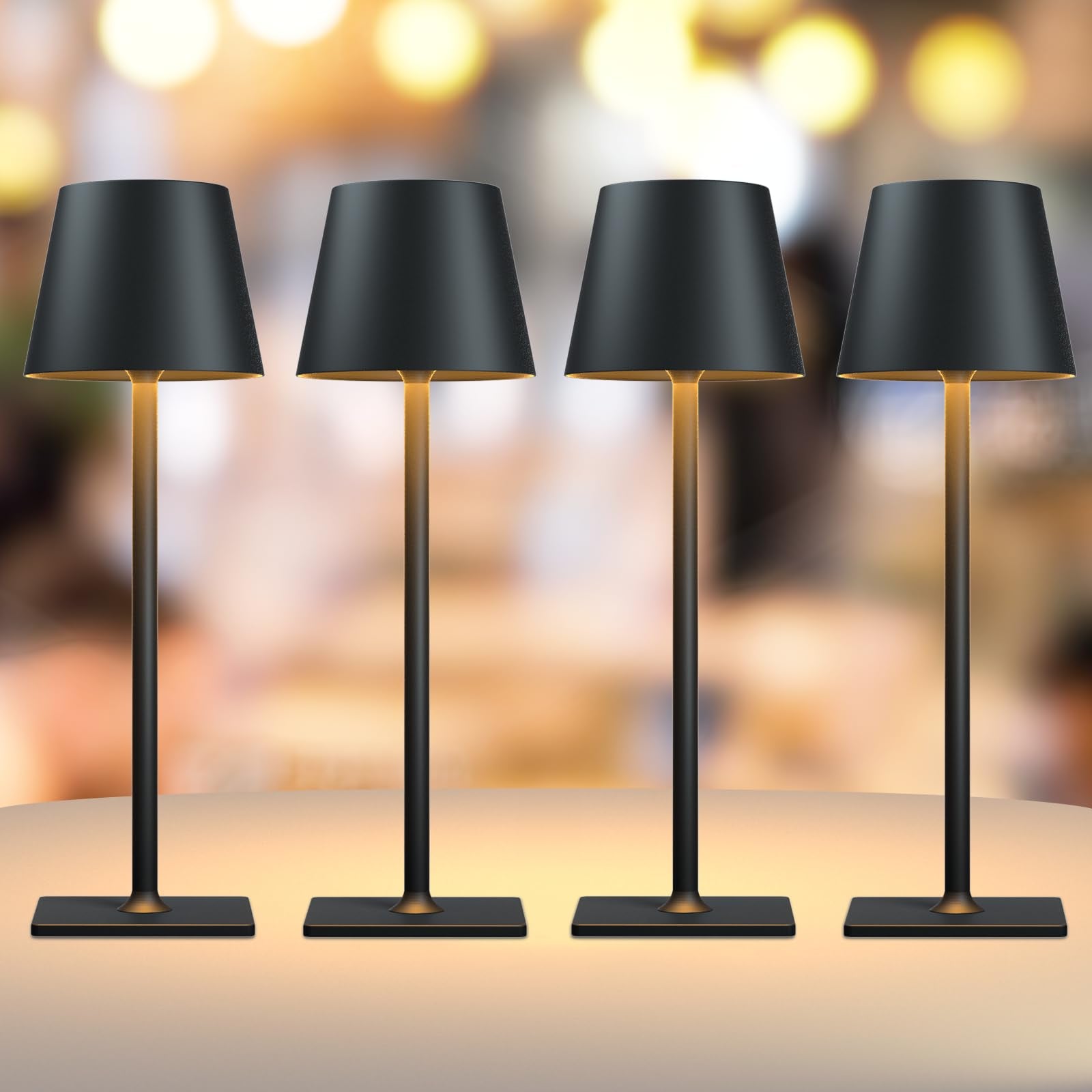 Yogaret 2 Pack Gold Rechargeable Table Lamps,Cordless Lamp with 6000mAh Battery Operated,Wireless Lamp for Restaurant Home Dinner Dining Kitchen Outdoor Patio,Waterproof & Portable