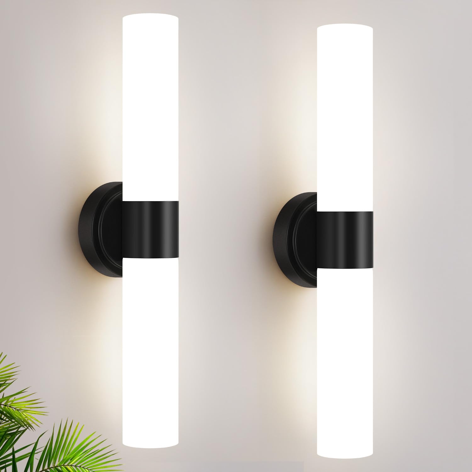 Wall Sconces Set of Two, Modern Bathroom Sconces Wall Lighting with Milky White Glass, Brushed Gold Sconces Wall Decor Set of 2 for Bathroom Mirror Bedroom Living Room Hallway (HARDWIRED)