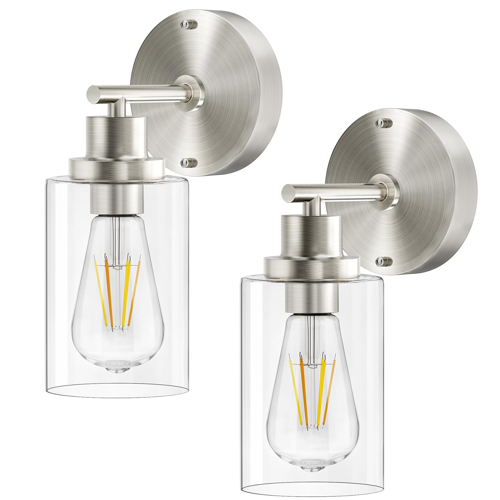 BUTHY Black Wall Sconce Light: Modern Wall Sconces Indoor, LED Wall Light Fixtures with E26 Base and Clear Glass Shade, Sconces Wall Lighting for Hallway, Bedroom, Living Room, and Mirror
