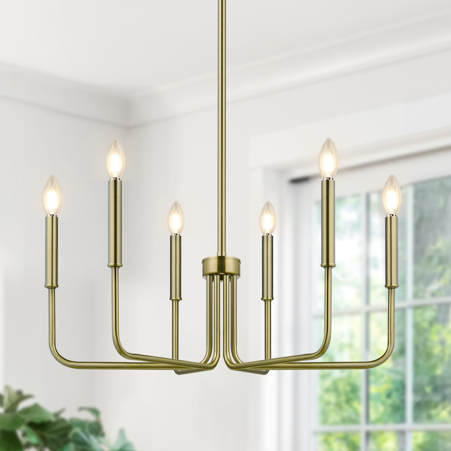 Black Chandelier, 6-Light Farmhouse Chandelier for Dining Room Lighting Fixtures Hanging, Dining Light Fixtures Industrial Modern Chandelier for Bedroom, Foyer, Hall, Kitchen, Living Room and Entryway