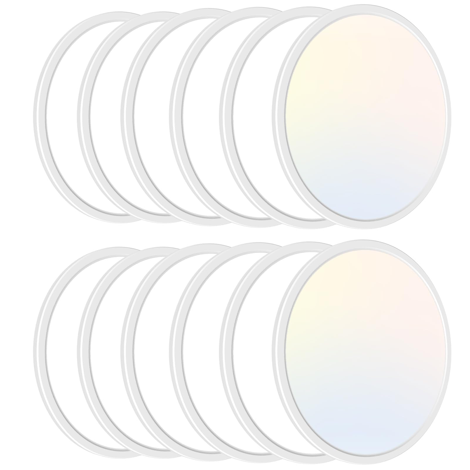 zemty 6-Pack 12-Inch LED Flush Mount Ceiling Lights, 24W 3200Lumens 5 CCT Adjustable (3000K-6500K), Round Flat Light Fixture for Bedroom Kitchen Bathroom Hallway (White)