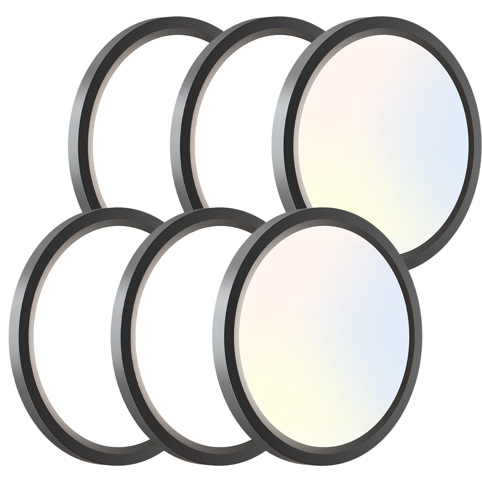 zemty 6-Pack 12-Inch LED Flush Mount Ceiling Lights, 24W 3200Lumens 5 CCT Adjustable (3000K-6500K), Round Flat Light Fixture for Bedroom Kitchen Bathroom Hallway (White)