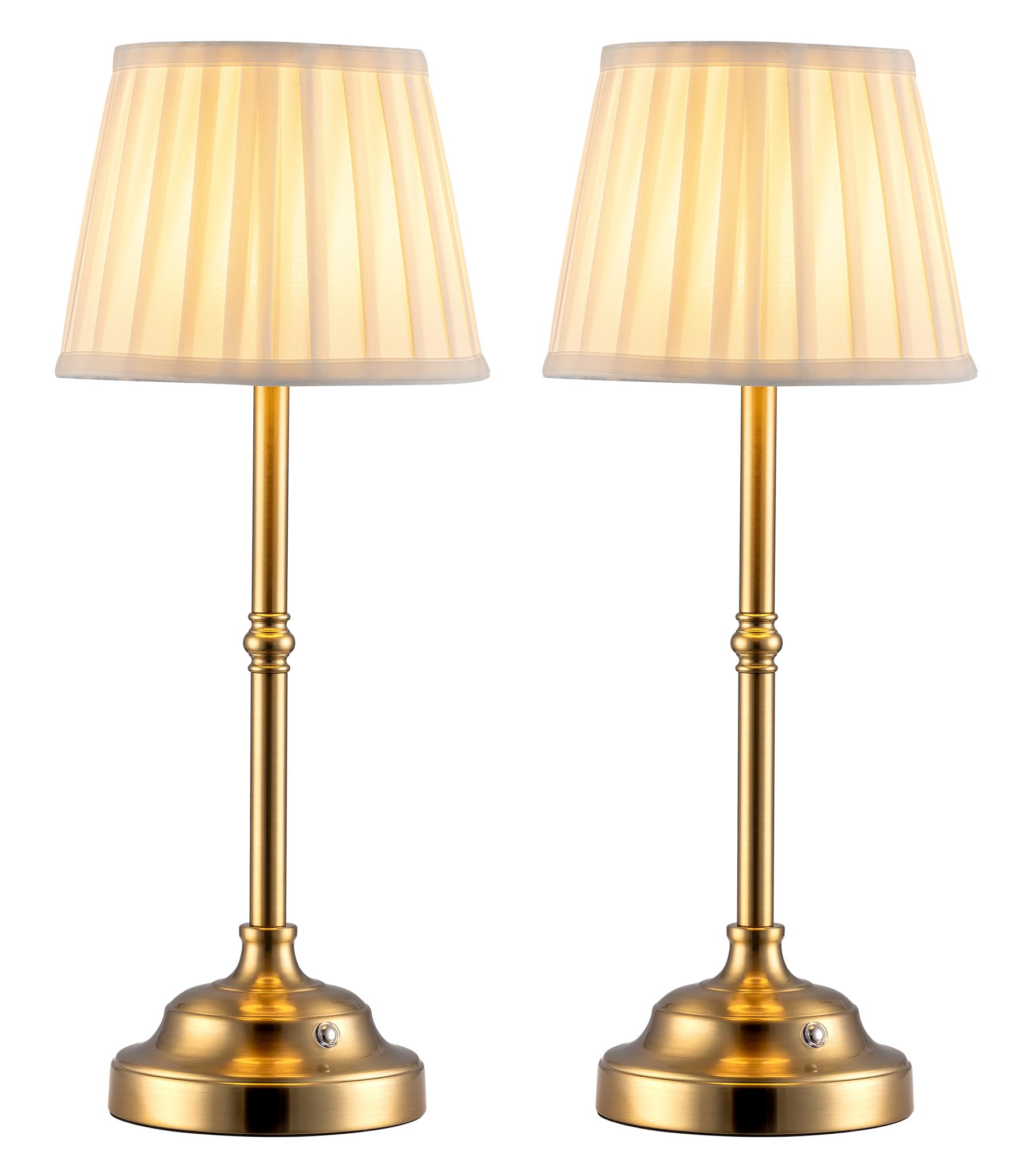 KDG Portables Cordless Table Lamp, Fabric Shade Desk Lamp, 4000mAh Rechargeable Battery Powered Lighting, Dimmable Light for Dining Room, Bedroom, Bedside, Bar, Night Light, Camping, Balcony (Gold)