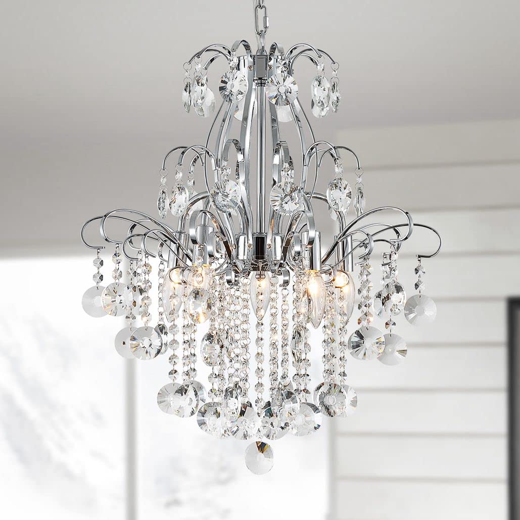 WUZUPS Crystal Chandelier 10-Light Pendant Ceiling Light Modern Lighting Fixture for Dining Room Hallway Bedroom Kitchen Bathroom, H 27.6" x W 22.8", E12 Base, Black