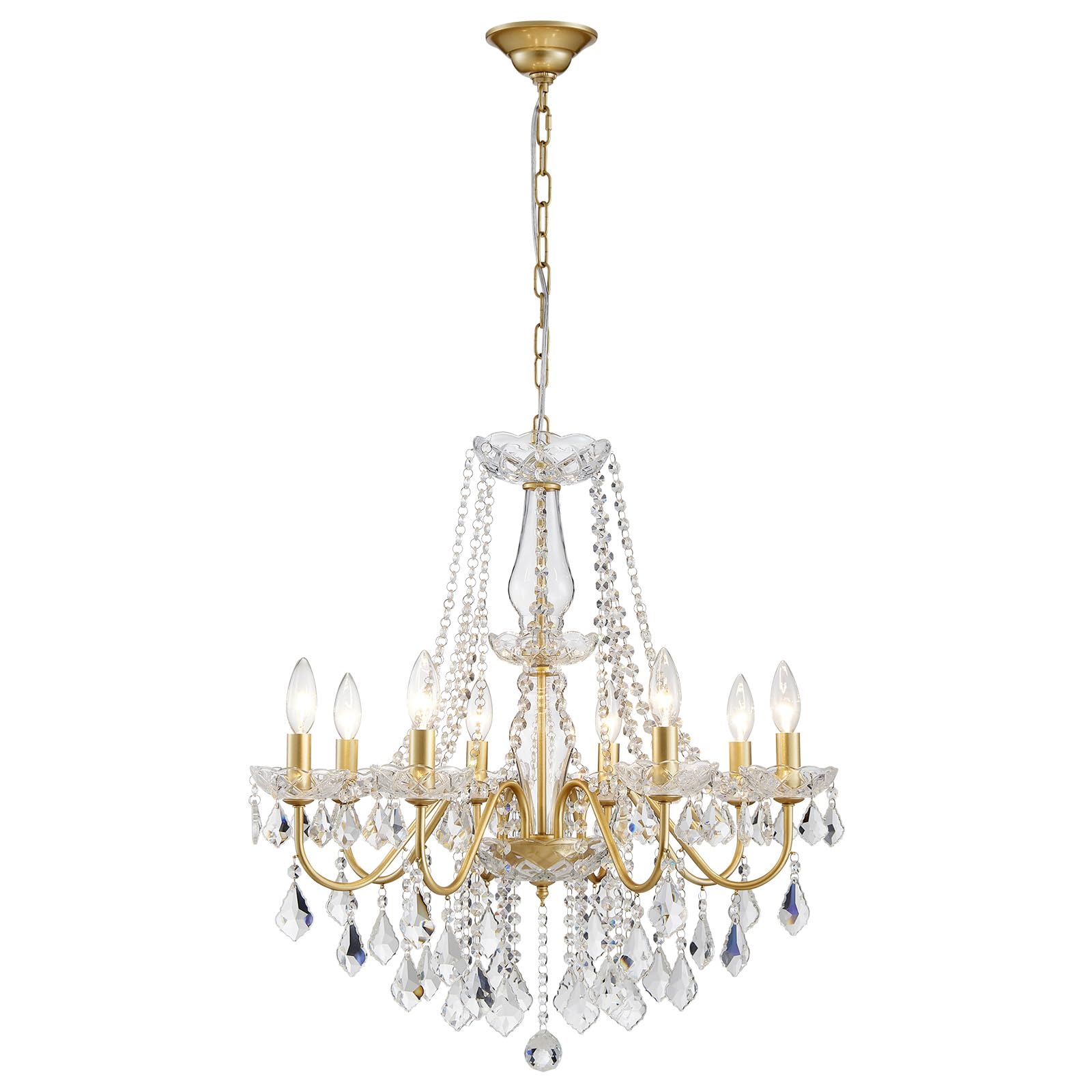 ANJIADENGSHI Mini Crystal Chandelier K9 Crystal Gold Chandelier for Living Room Bedroom Dining Room Kitchen Island Entryway 5 E12 Bulbs High 16.5 in x Diameter 16.9 in, Golden