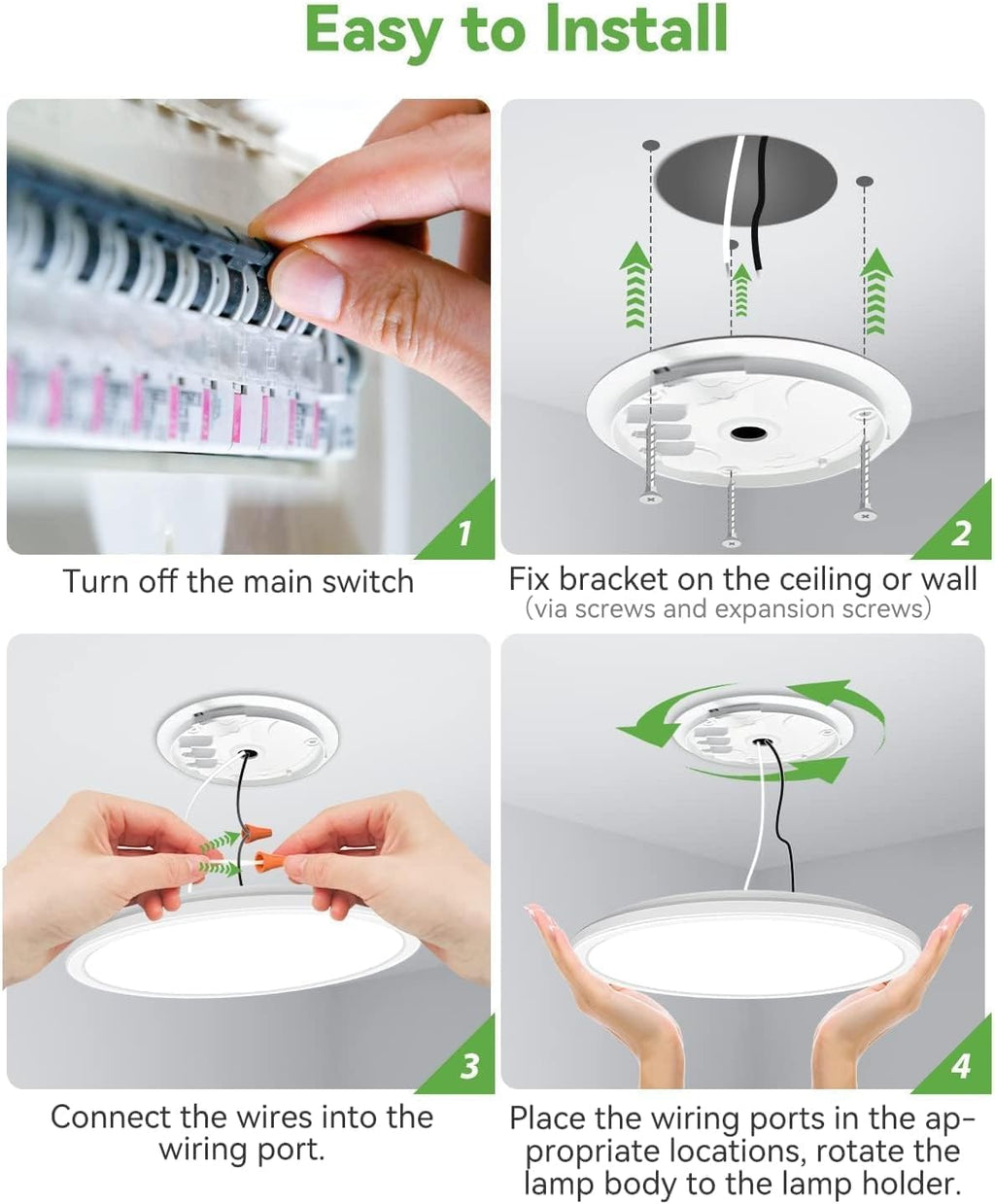 zemty 6-Pack 12-Inch LED Flush Mount Ceiling Lights, 24W 3200Lumens 5 CCT Adjustable (3000K-6500K), Round Flat Light Fixture for Bedroom Kitchen Bathroom Hallway (White)