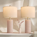 PoKat 23" Modern Ceramic Table Lamp Set of 2 for Living Room White Desk Lamps for Bedroom Farmhouse Bedside Nightstand Lamp House Warming Gifts New Home Decor End Table Lamps Gifts for Women Mom Beige