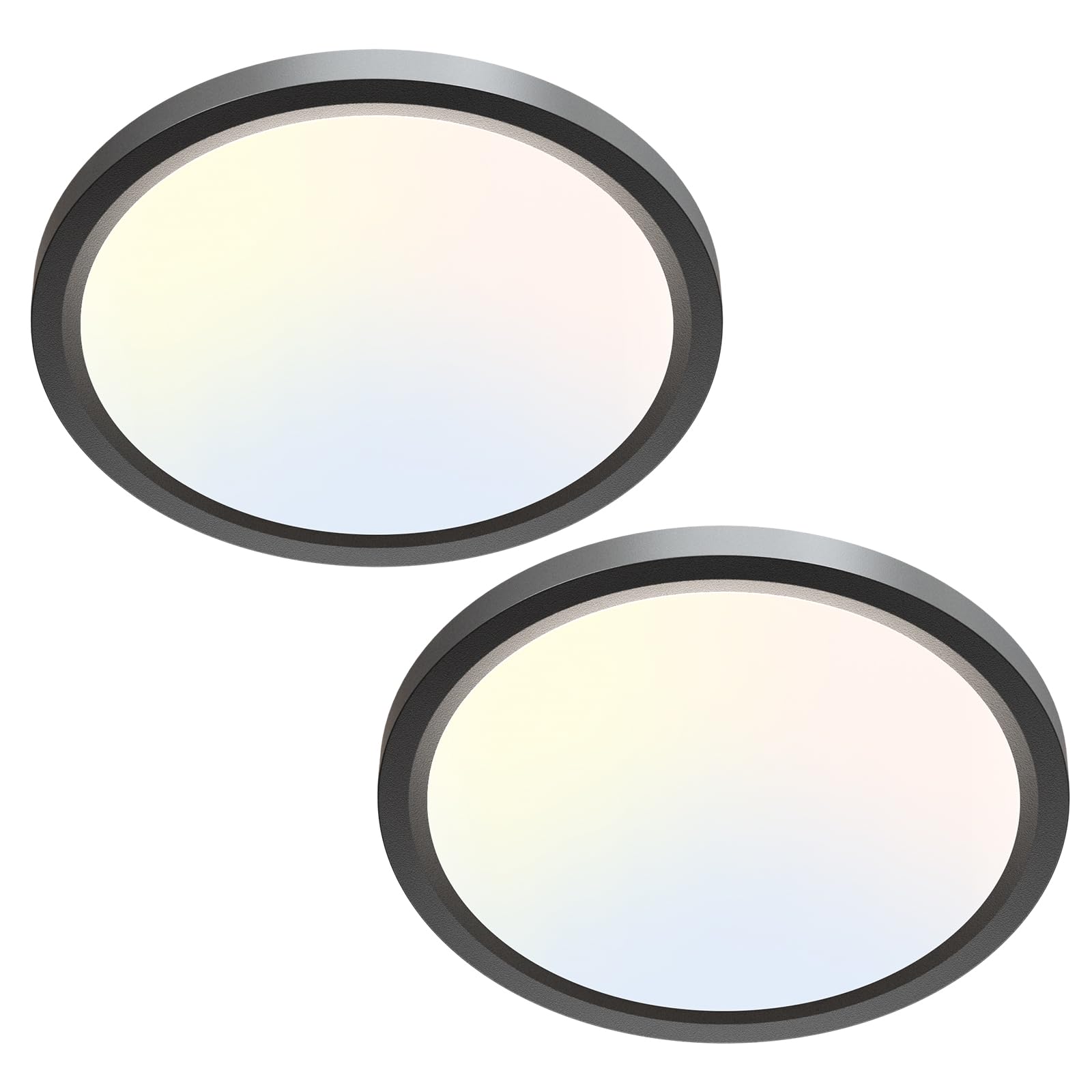 zemty 6-Pack 12-Inch LED Flush Mount Ceiling Lights, 24W 3200Lumens 5 CCT Adjustable (3000K-6500K), Round Flat Light Fixture for Bedroom Kitchen Bathroom Hallway (White)