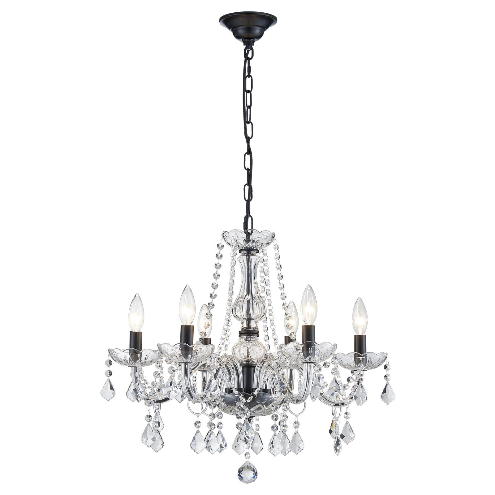 ANJIADENGSHI Mini Crystal Chandelier K9 Crystal Gold Chandelier for Living Room Bedroom Dining Room Kitchen Island Entryway 5 E12 Bulbs High 16.5 in x Diameter 16.9 in, Golden