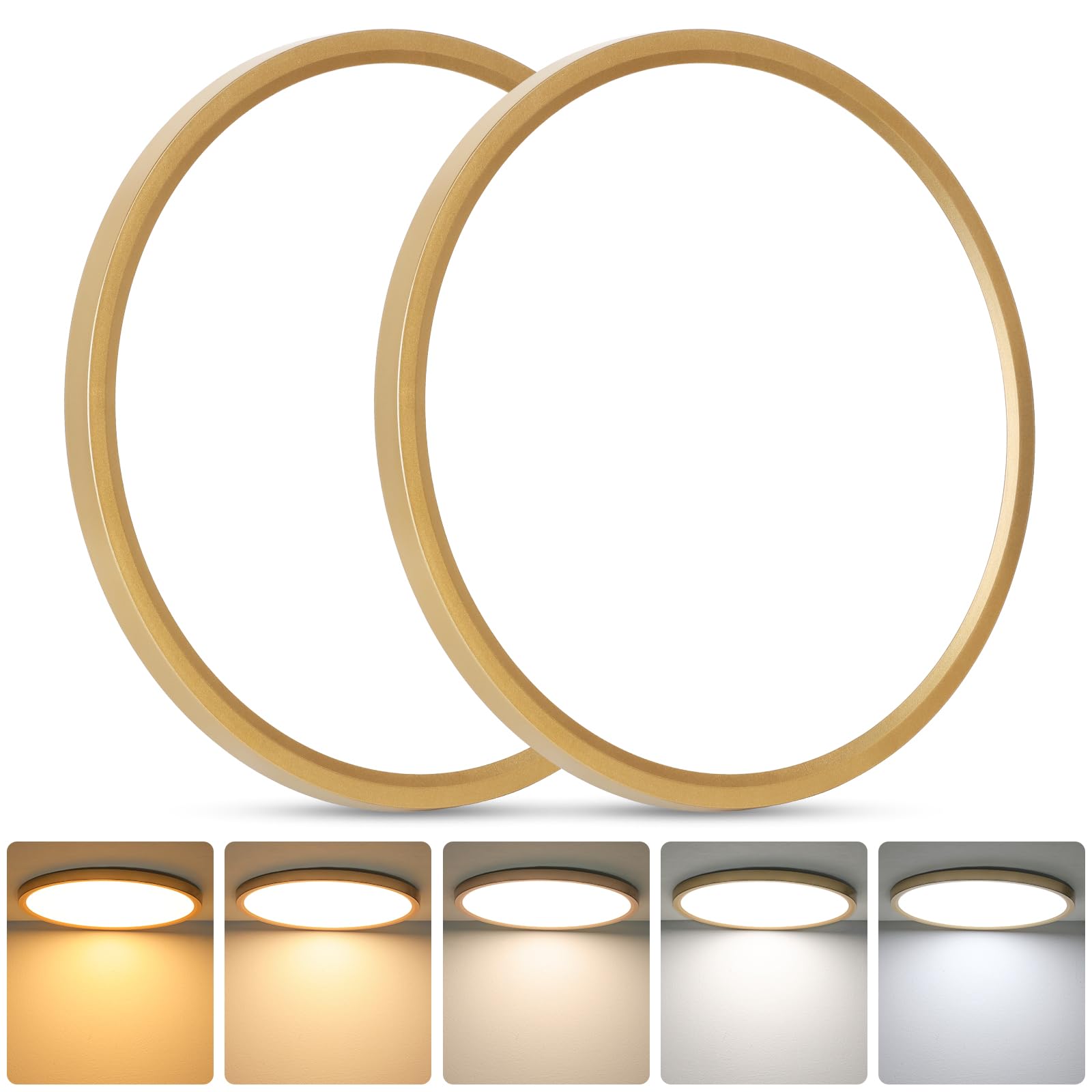 Brightever 4Pack LED Flush Mount Ceiling Light Fixture, 12 Inch 24W, Super Slim 0.67 Inch, 3200LM, Dimmable & 2700K-6500K 5 Color Selectable LED Ceiling Lights for Bedroom