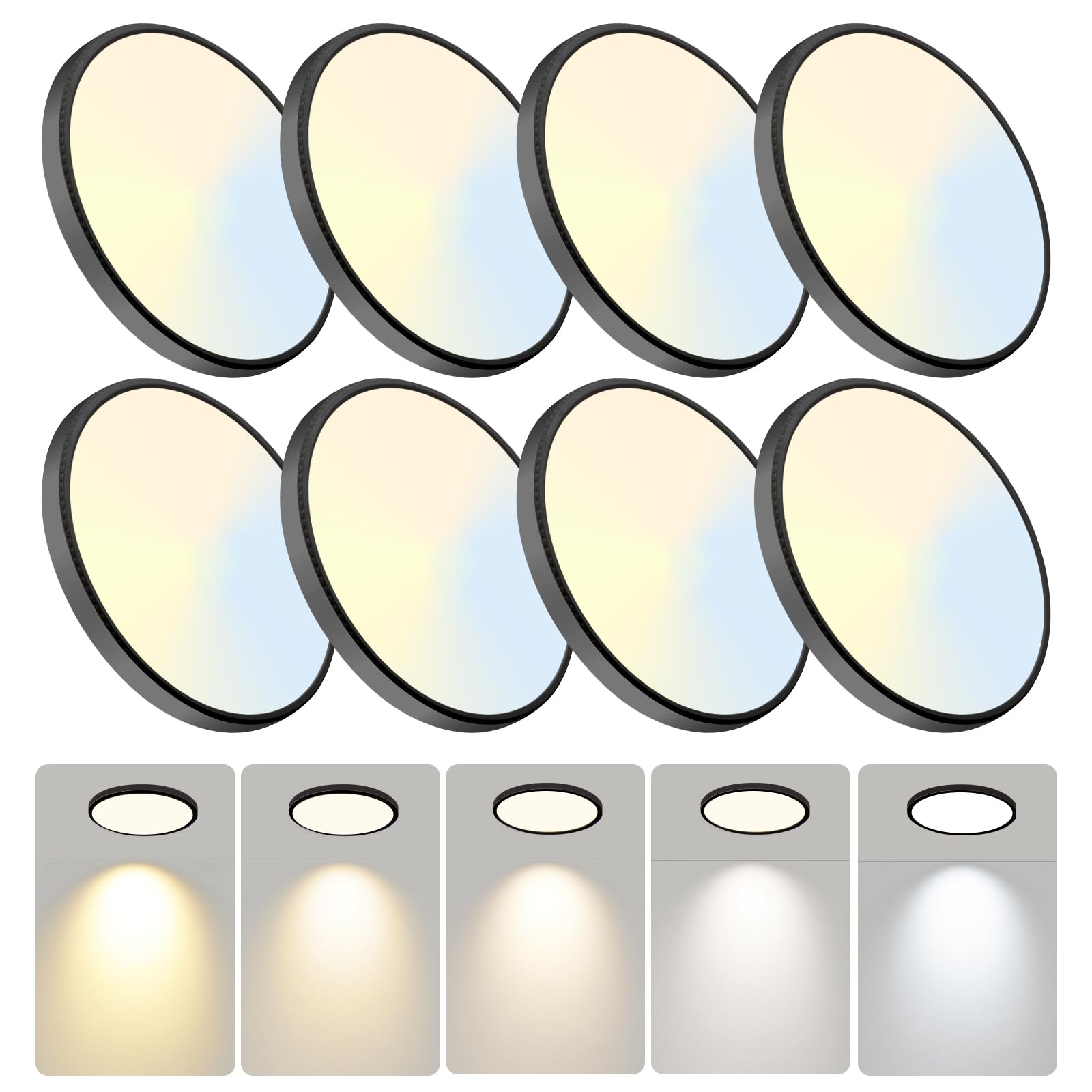 WKONCLDY 6PACK 3200lm LED Flush Mount Ceiling Light, Super Slim 12 inch LED Ceiling Light, 5000K Daylight LED Ceiling Light for Bedroom, Living Room, Dining Room, Garage and Office (White, Six Pack)