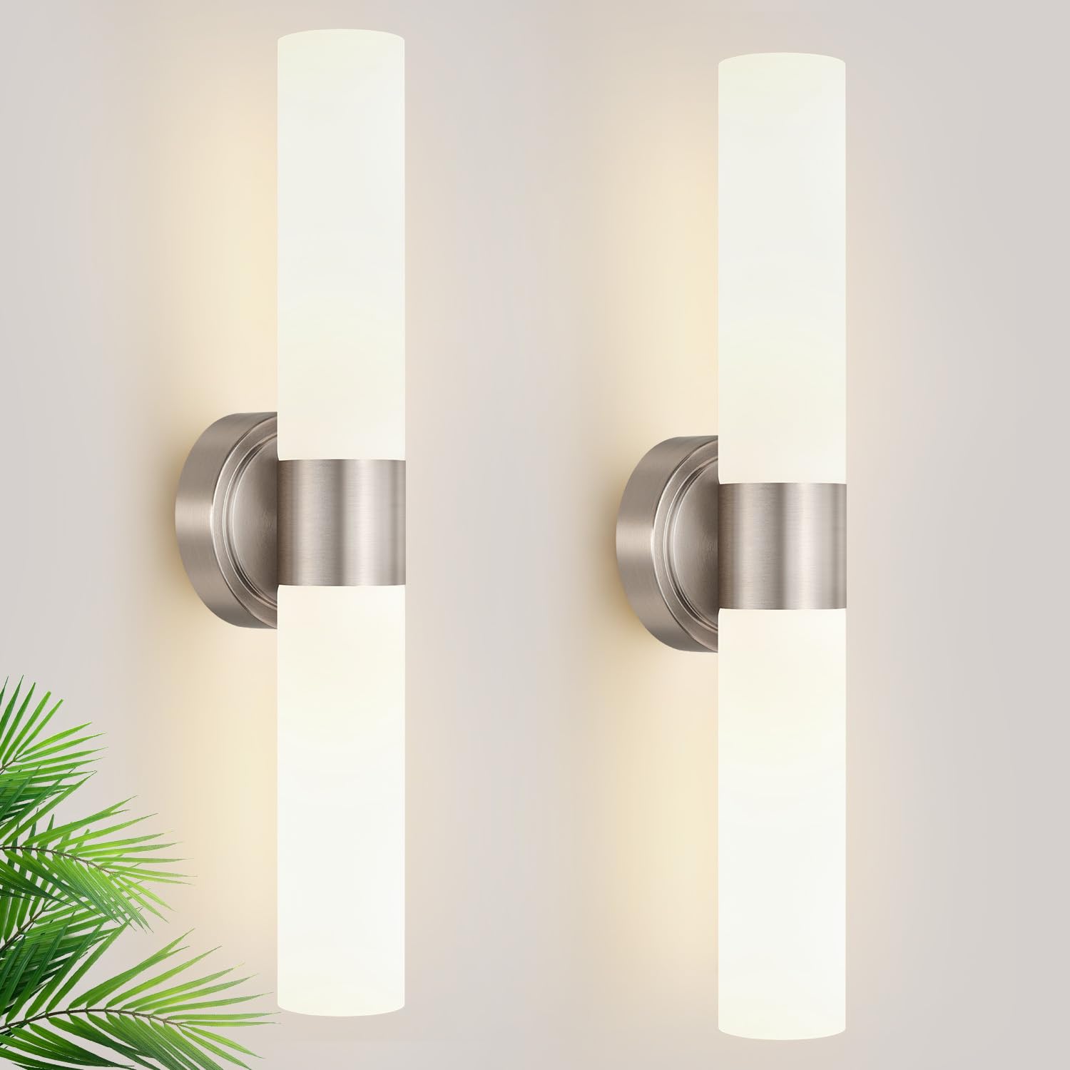 Wall Sconces Set of Two, Modern Bathroom Sconces Wall Lighting with Milky White Glass, Brushed Gold Sconces Wall Decor Set of 2 for Bathroom Mirror Bedroom Living Room Hallway (HARDWIRED)