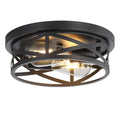 13 Inch Flush Mount Ceiling Light 2-Pack, Farmhouse Metal Cage Semi Flush Mount Ceiling Light Fixtures, Black Close to Ceiling Light for Hallway Kitchen Bedroom Entryway