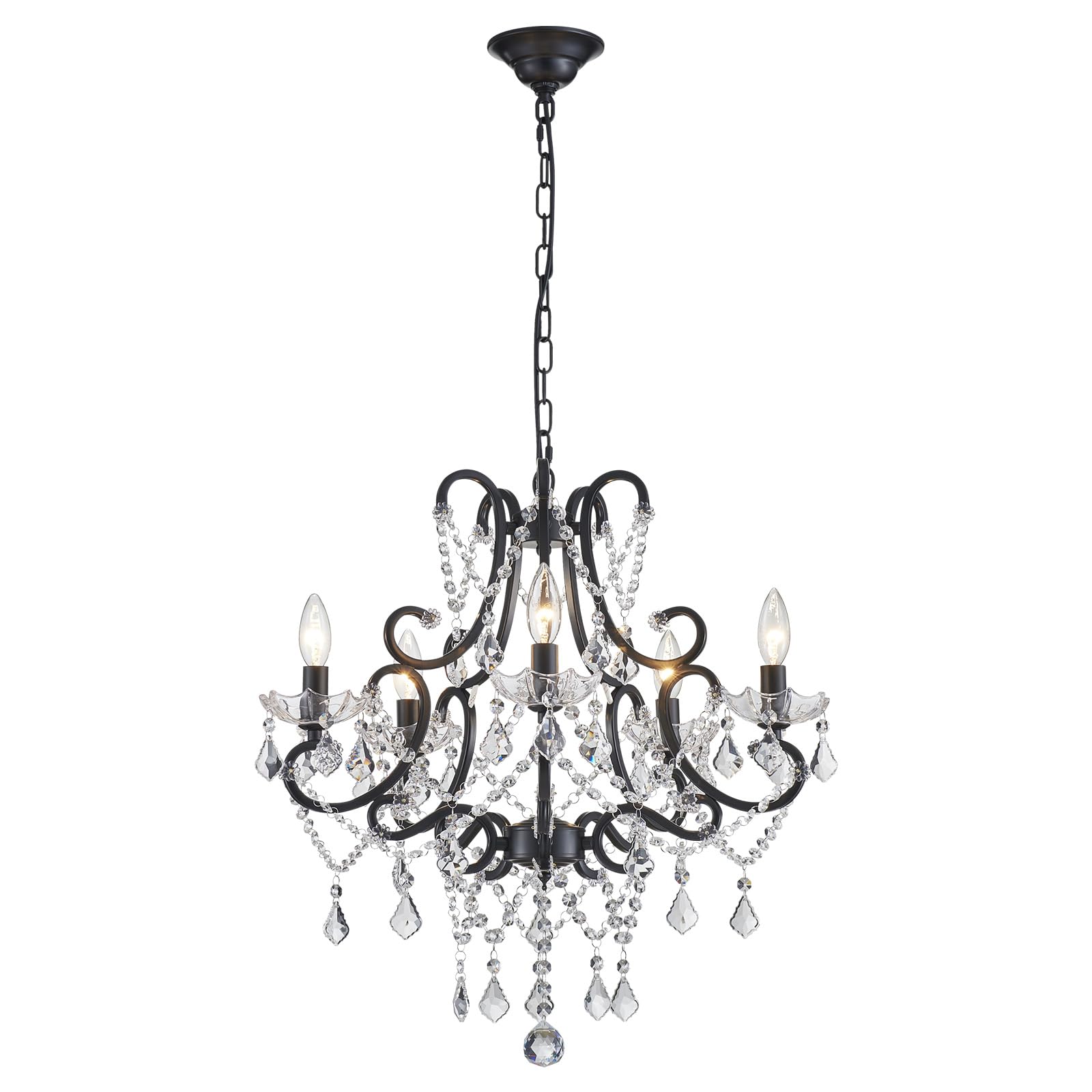 ANJIADENGSHI Mini Crystal Chandelier K9 Crystal Gold Chandelier for Living Room Bedroom Dining Room Kitchen Island Entryway 5 E12 Bulbs High 16.5 in x Diameter 16.9 in, Golden