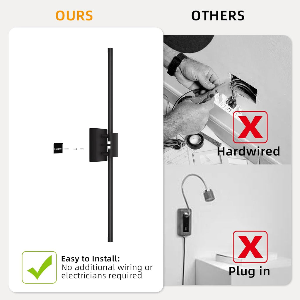 Battery Operated Wall Sconces Set of 2,  12000mAh Rotatable Picture Lights with Remote Control, Dimmable 3000-6500K LED Rechargeable Wall Lights for Living Room Bedroom Mirror, 28.3In