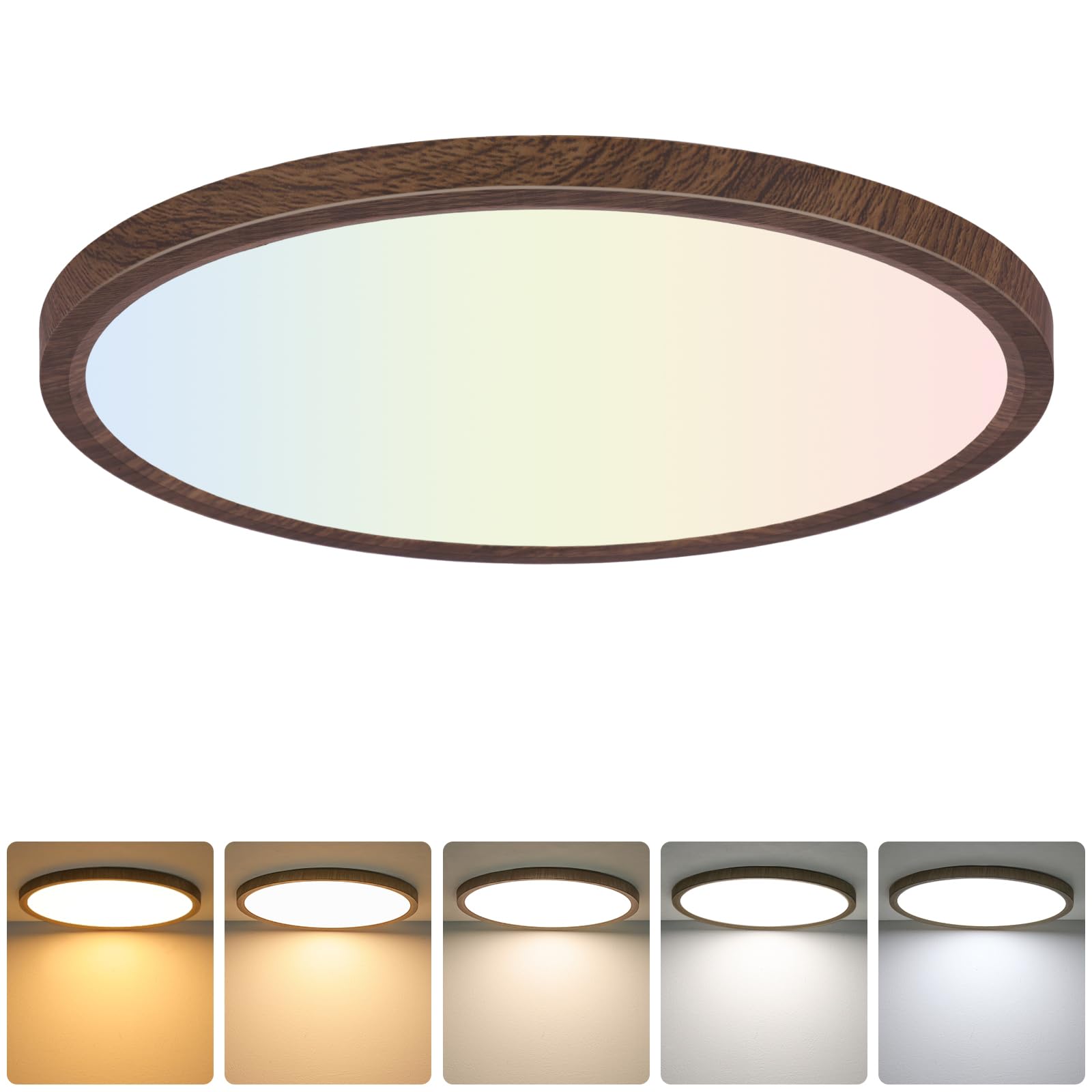 Brightever 4Pack LED Flush Mount Ceiling Light Fixture, 12 Inch 24W, Super Slim 0.67 Inch, 3200LM, Dimmable & 2700K-6500K 5 Color Selectable LED Ceiling Lights for Bedroom
