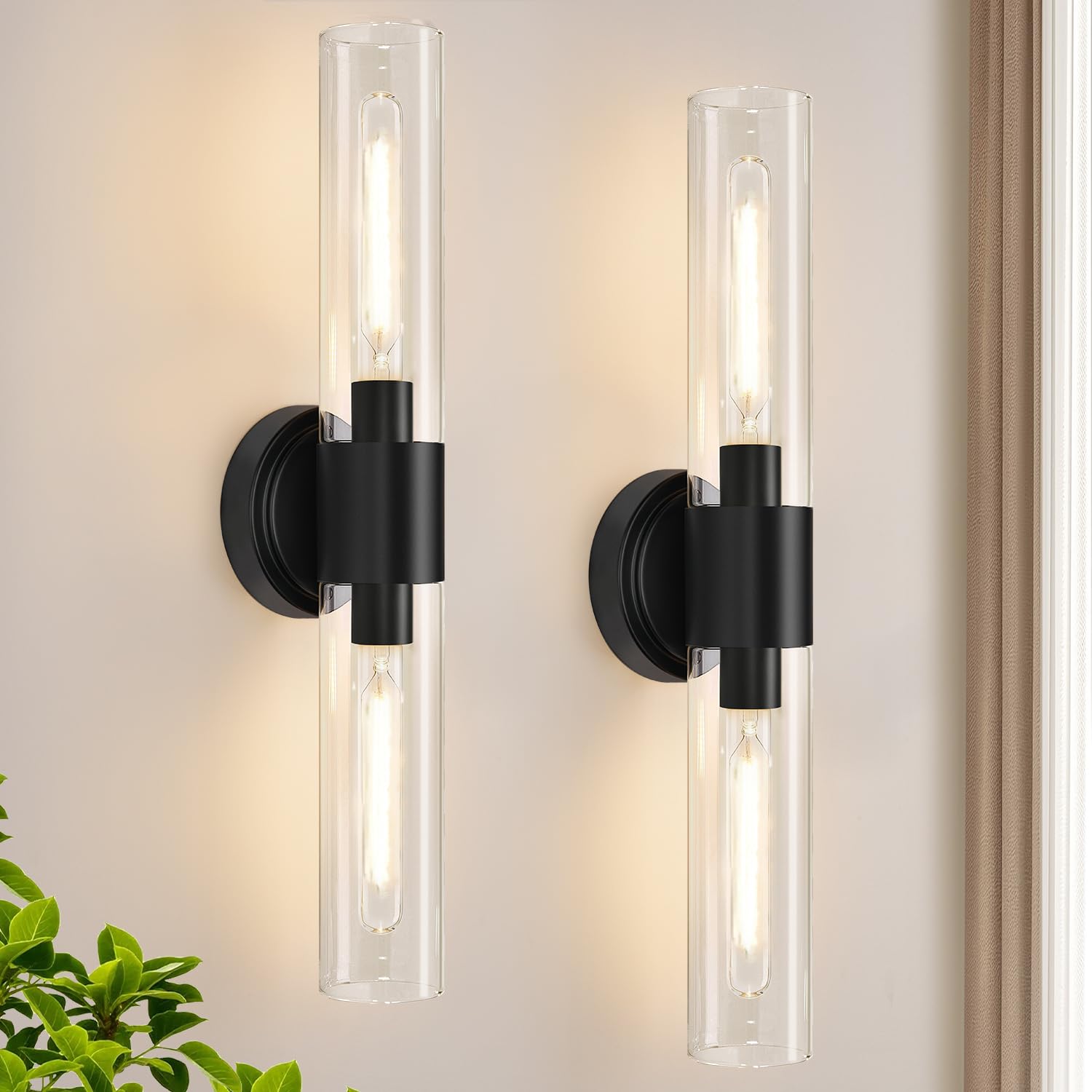 Wall Sconces Set of Two, Modern Bathroom Sconces Wall Lighting with Milky White Glass, Brushed Gold Sconces Wall Decor Set of 2 for Bathroom Mirror Bedroom Living Room Hallway (HARDWIRED)