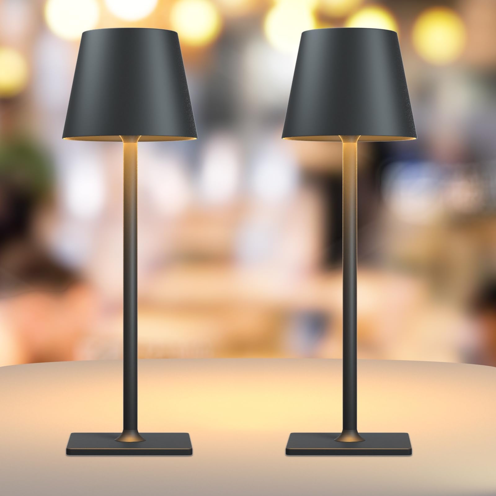 Yogaret 2 Pack Gold Rechargeable Table Lamps,Cordless Lamp with 6000mAh Battery Operated,Wireless Lamp for Restaurant Home Dinner Dining Kitchen Outdoor Patio,Waterproof & Portable