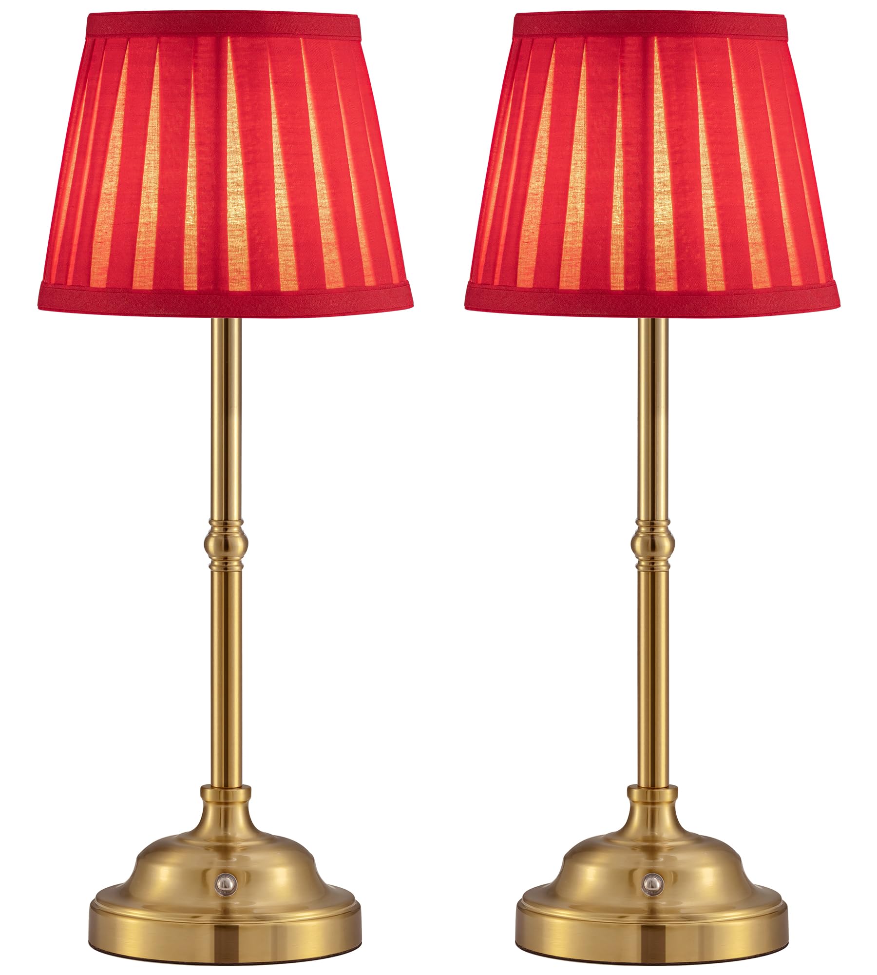 KDG Portables Cordless Table Lamp, Fabric Shade Desk Lamp, 4000mAh Rechargeable Battery Powered Lighting, Dimmable Light for Dining Room, Bedroom, Bedside, Bar, Night Light, Camping, Balcony (Gold)