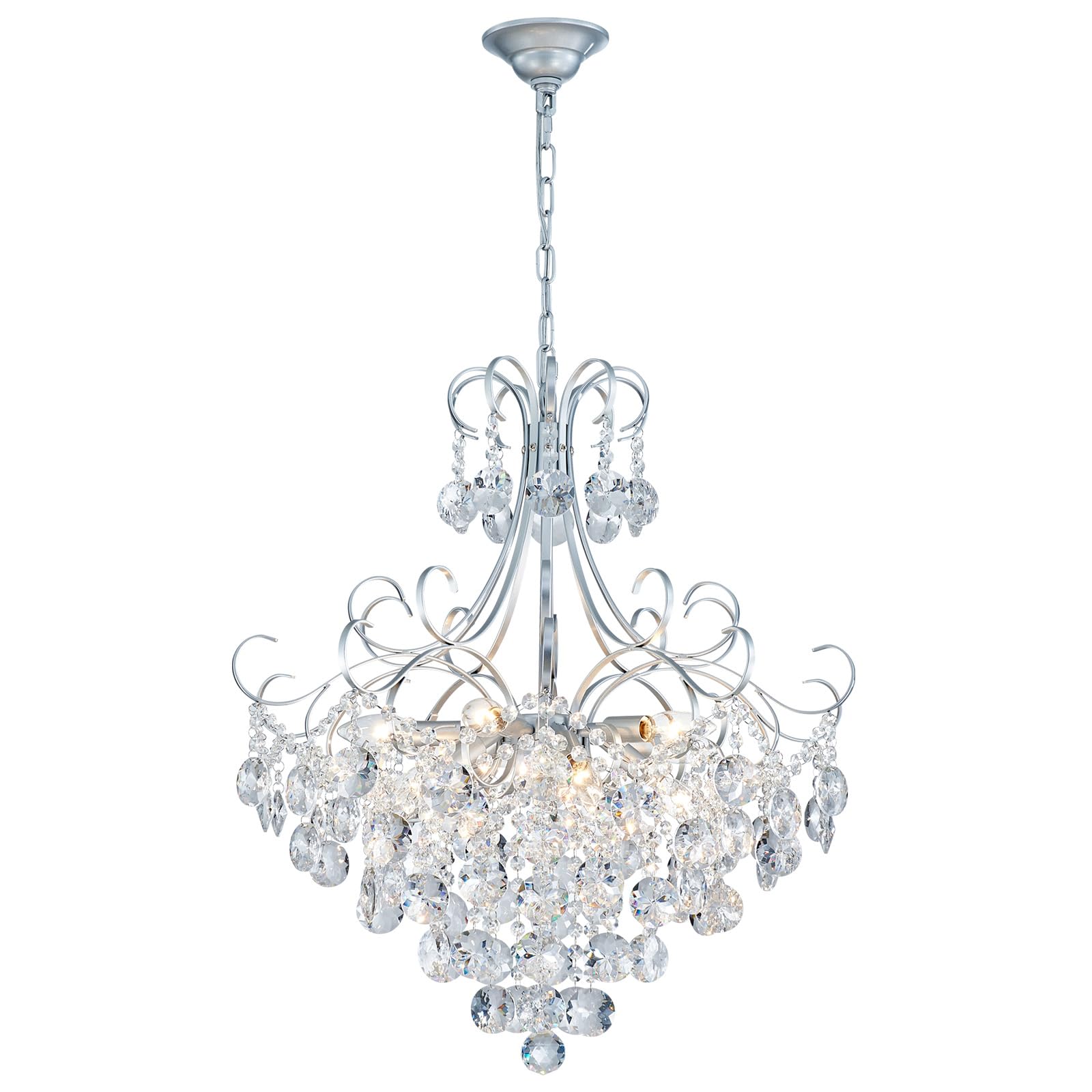 ANJIADENGSHI Mini Crystal Chandelier K9 Crystal Gold Chandelier for Living Room Bedroom Dining Room Kitchen Island Entryway 5 E12 Bulbs High 16.5 in x Diameter 16.9 in, Golden