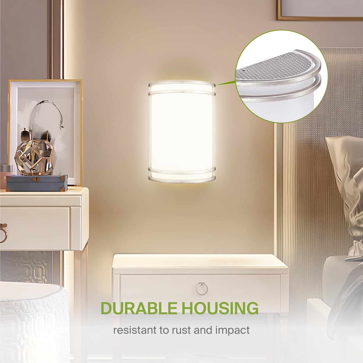 ASD LED Indoor Wall Mount Light Fixture - 10 Inch 15W Modern Interior Brushed Nickel Dimmable Wall Sconce Light - ETL 3000K 4000K 5000K Adjustable - Hallway, Bedroom LED Wall Lights