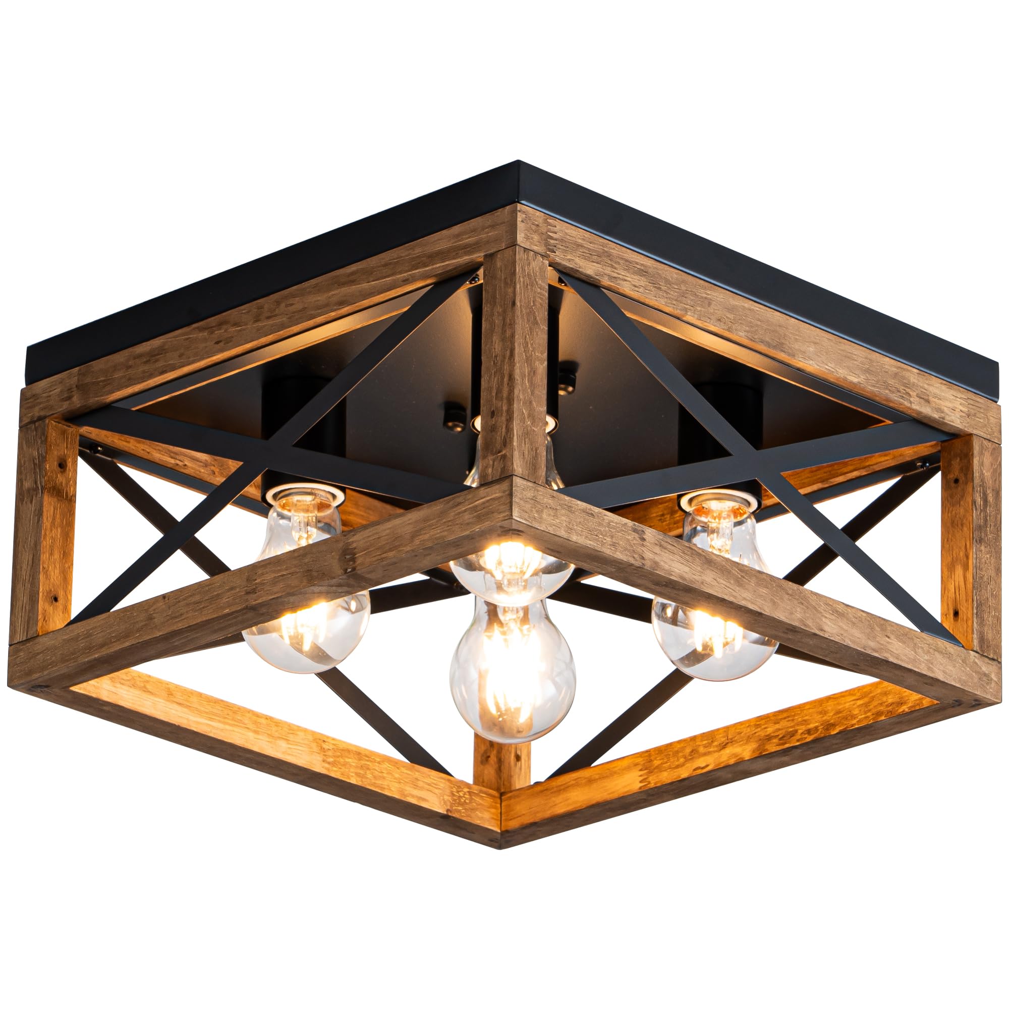 Rpzloila Crystal Ceiling Light Fixture, Modern Semi Flush Mount Ceiling Light,Crystal Chandelier for Kitchen Bedroom Bathroom Entryway Black (Bulb not Included)