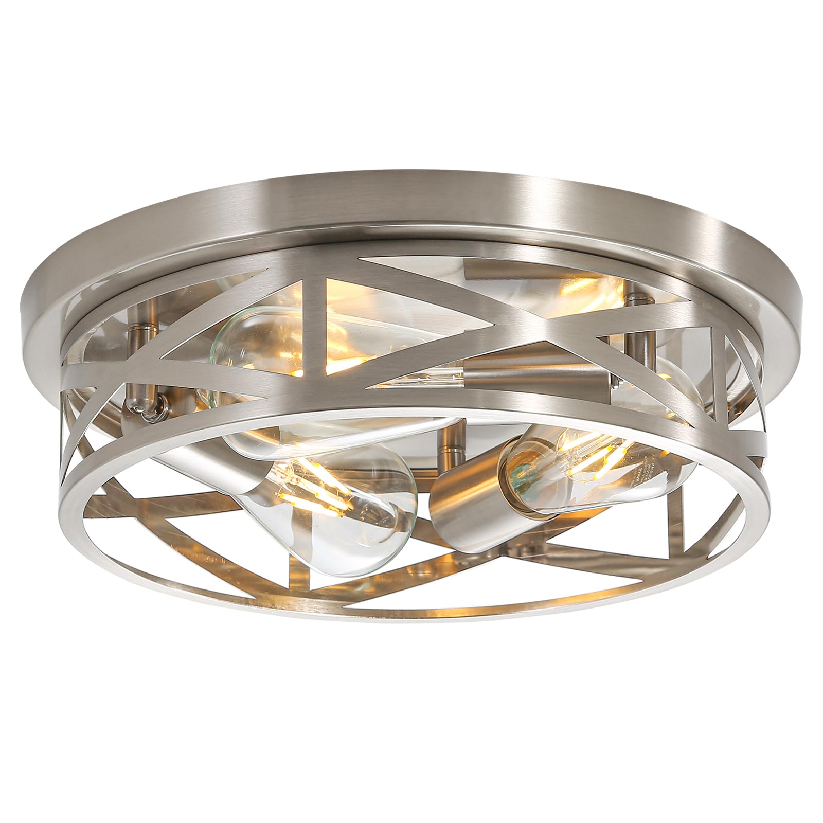 13 Inch Flush Mount Ceiling Light 2-Pack, Farmhouse Metal Cage Semi Flush Mount Ceiling Light Fixtures, Black Close to Ceiling Light for Hallway Kitchen Bedroom Entryway