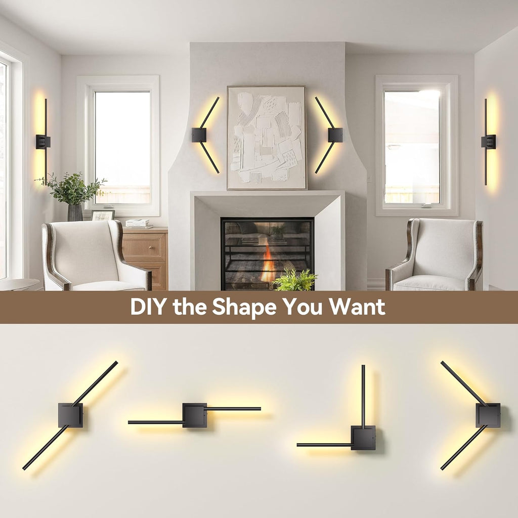 Battery Operated Wall Sconces Set of 2,  12000mAh Rotatable Picture Lights with Remote Control, Dimmable 3000-6500K LED Rechargeable Wall Lights for Living Room Bedroom Mirror, 28.3In