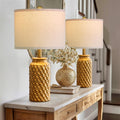 USumkky 20.5" White Modern Ceramic Bedside Lamp Set of 2 for Bedroom Decor Farmhouse Table Lamp for Living Room Office Dorm