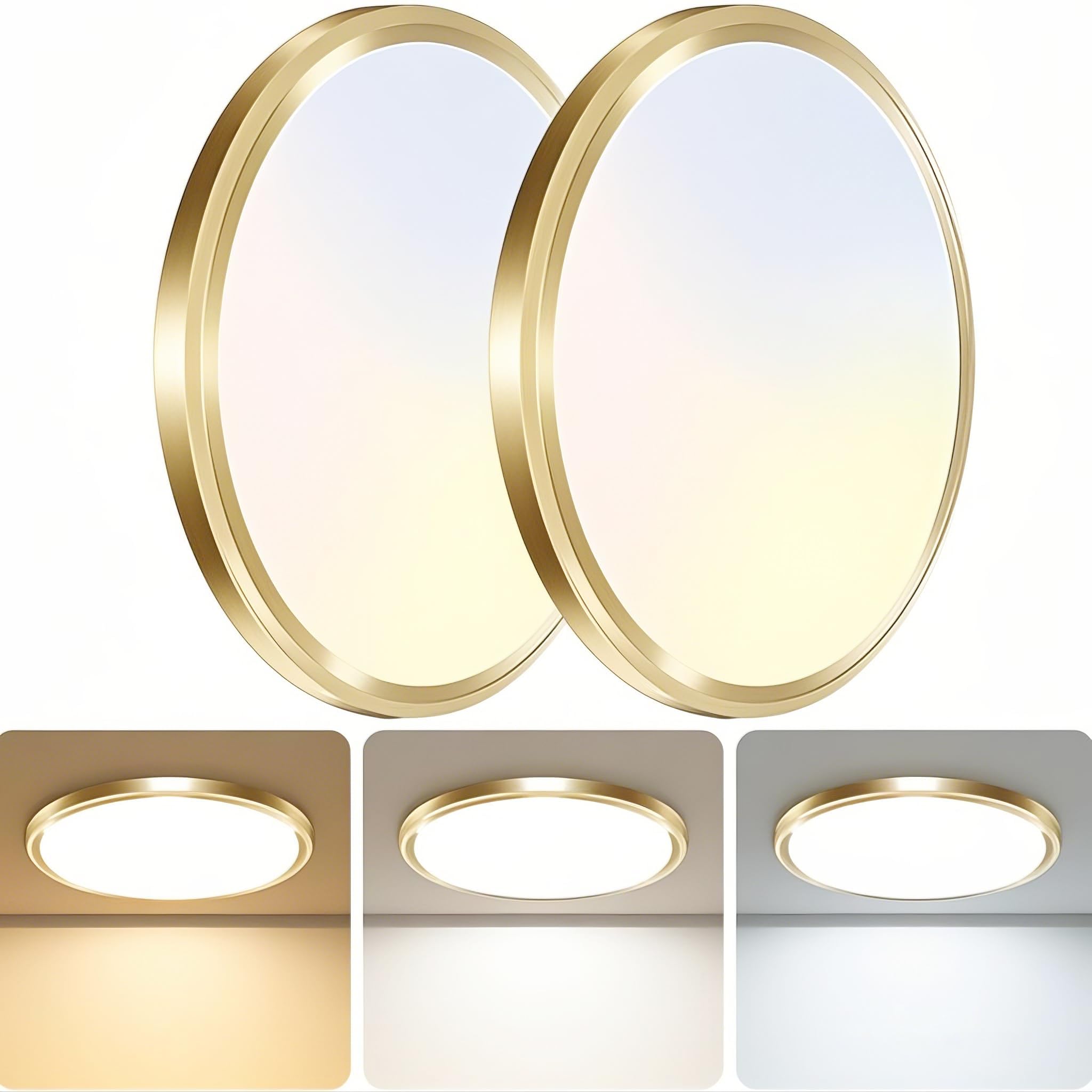 zemty 6-Pack 12-Inch LED Flush Mount Ceiling Lights, 24W 3200Lumens 5 CCT Adjustable (3000K-6500K), Round Flat Light Fixture for Bedroom Kitchen Bathroom Hallway (White)