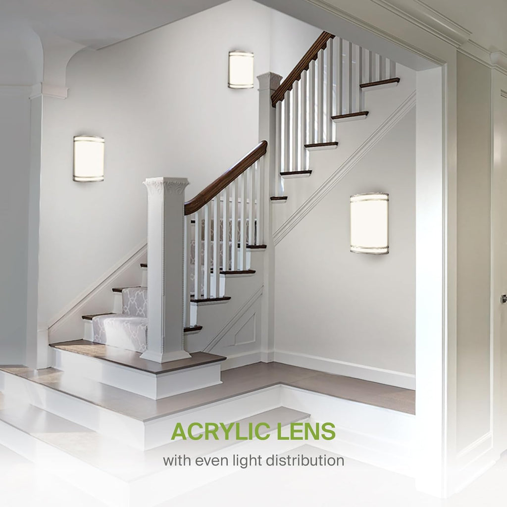ASD LED Indoor Wall Mount Light Fixture - 10 Inch 15W Modern Interior Brushed Nickel Dimmable Wall Sconce Light - ETL 3000K 4000K 5000K Adjustable - Hallway, Bedroom LED Wall Lights
