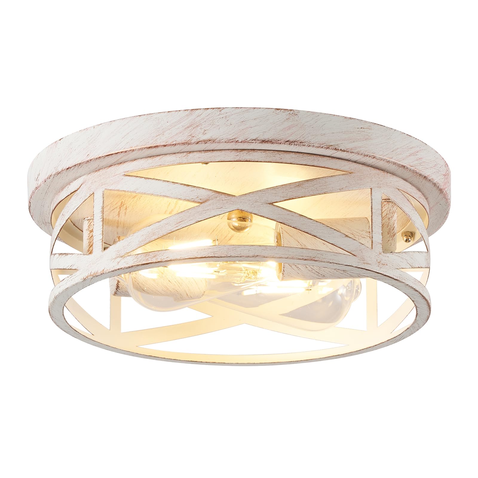 13 Inch Flush Mount Ceiling Light 2-Pack, Farmhouse Metal Cage Semi Flush Mount Ceiling Light Fixtures, Black Close to Ceiling Light for Hallway Kitchen Bedroom Entryway
