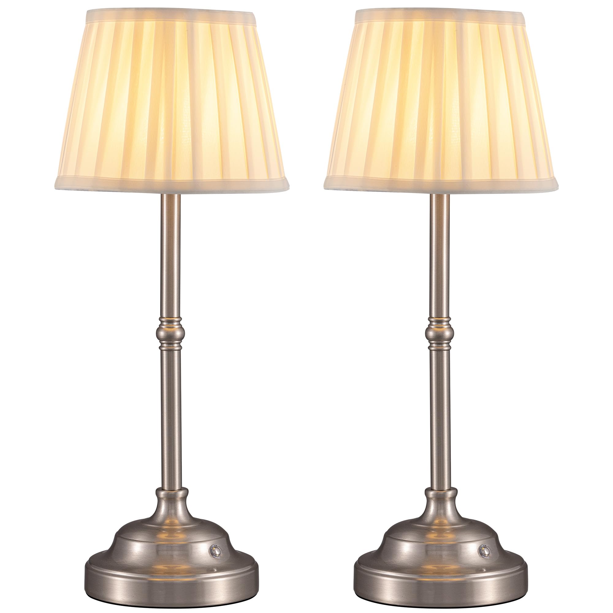 KDG Portables Cordless Table Lamp, Fabric Shade Desk Lamp, 4000mAh Rechargeable Battery Powered Lighting, Dimmable Light for Dining Room, Bedroom, Bedside, Bar, Night Light, Camping, Balcony (Gold)