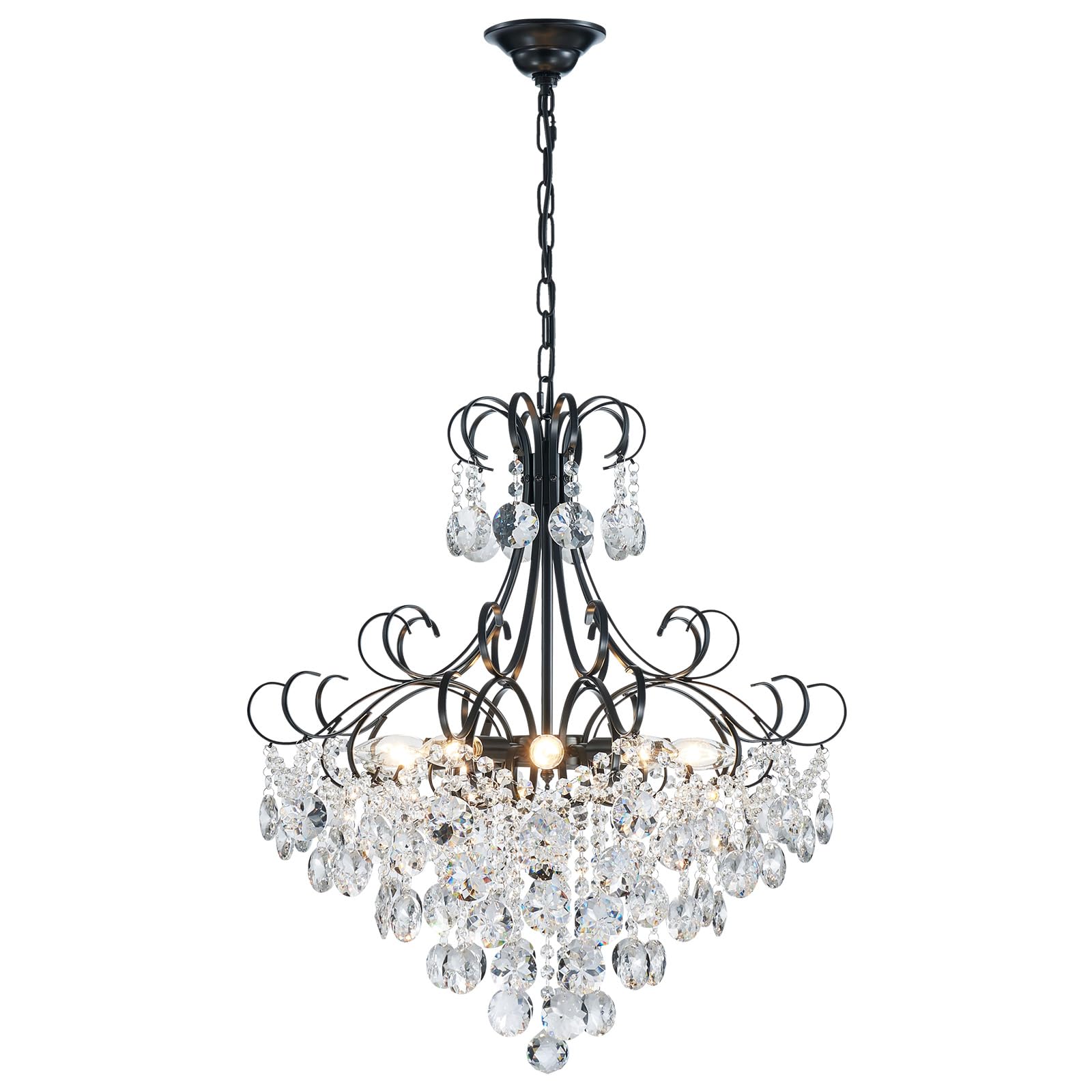 ANJIADENGSHI Mini Crystal Chandelier K9 Crystal Gold Chandelier for Living Room Bedroom Dining Room Kitchen Island Entryway 5 E12 Bulbs High 16.5 in x Diameter 16.9 in, Golden