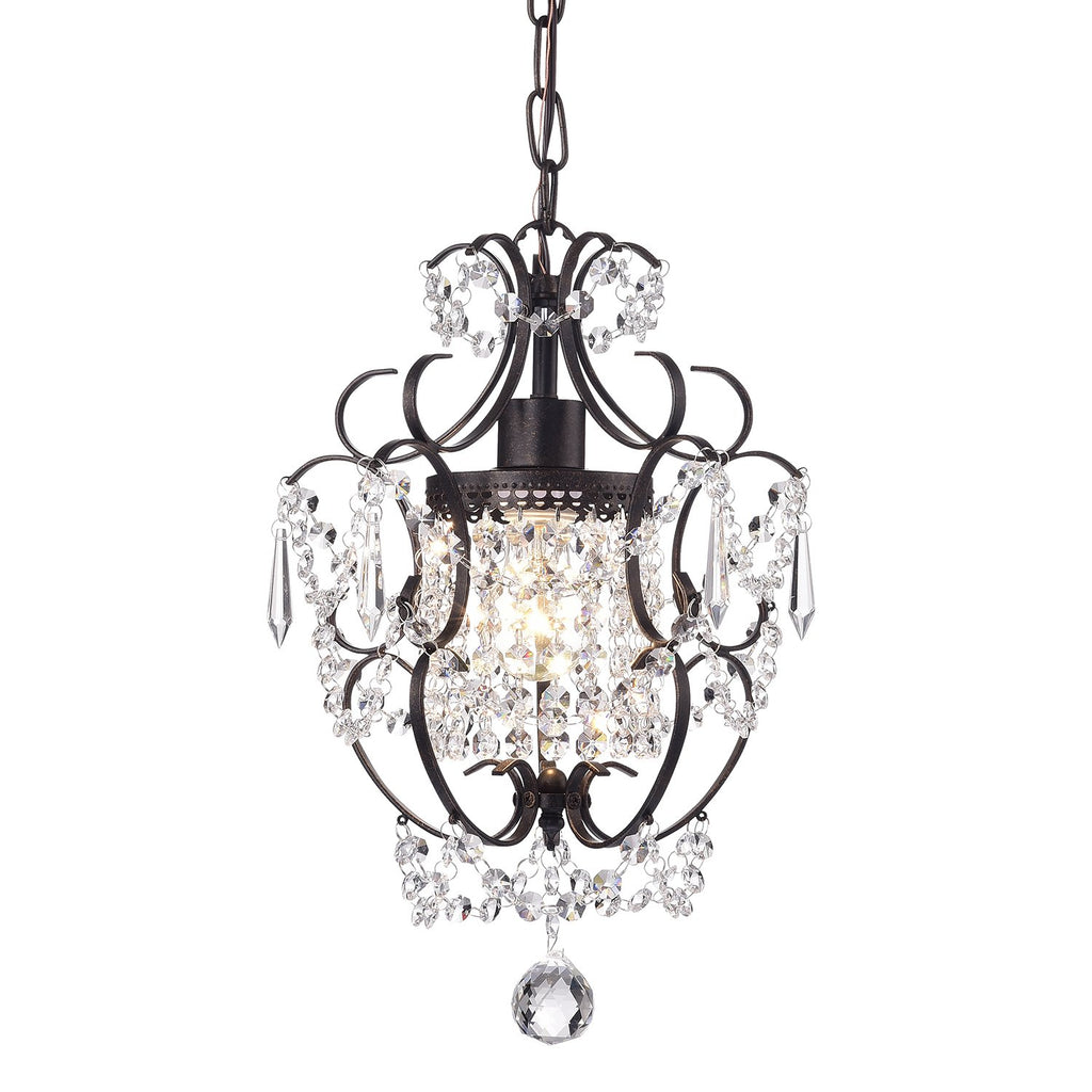 Edvivi Amorette Mini Chandelier Chrome Crystal Chandeliers, 1 Light Modern Elegant Glam Ceiling Light Fixture Chrome, Adjustable Hanging Lighting for Closet, Bedroom, Girls Room, Kitchen Island