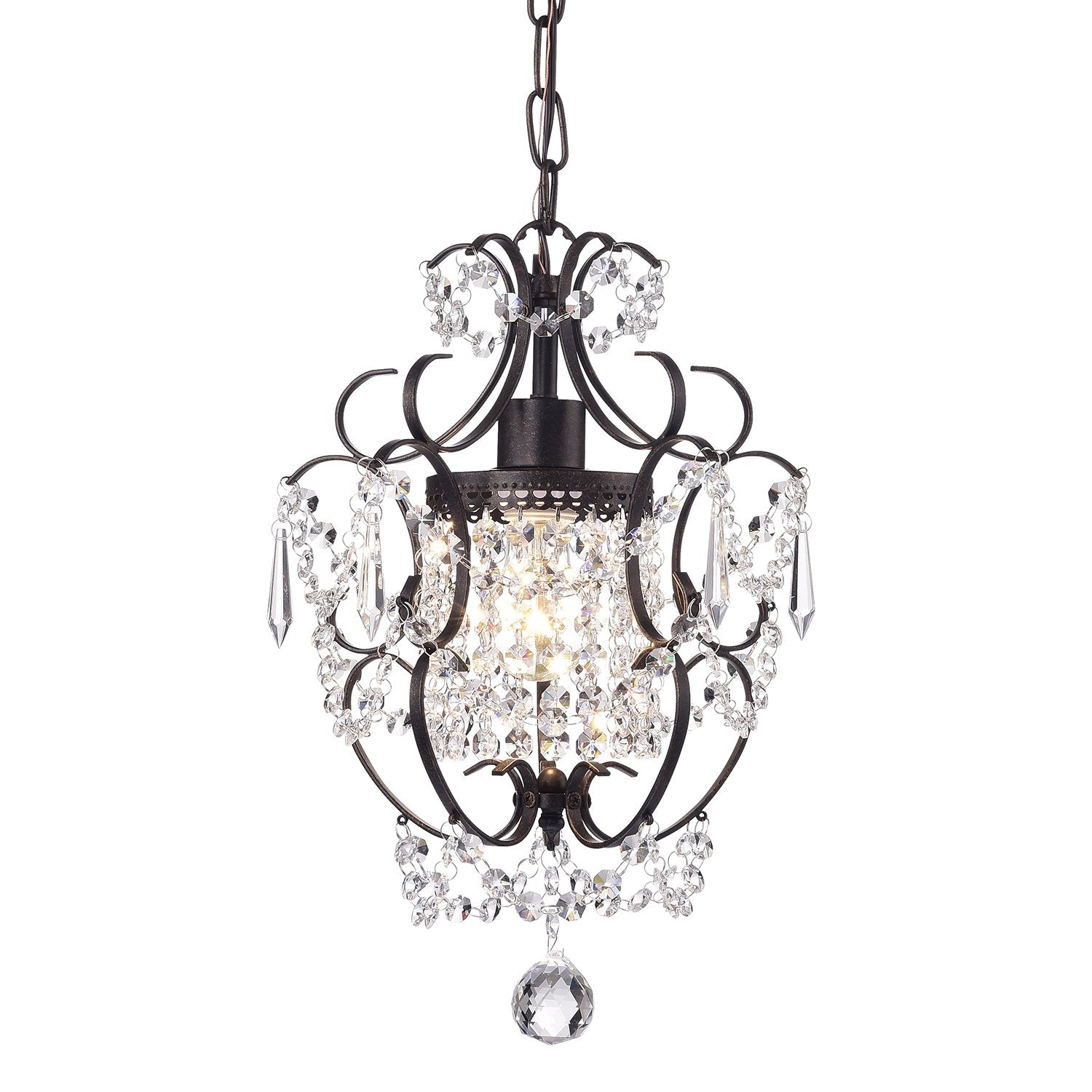 Edvivi Amorette Mini Chandelier Chrome Crystal Chandeliers, 1 Light Modern Elegant Glam Ceiling Light Fixture Chrome, Adjustable Hanging Lighting for Closet, Bedroom, Girls Room, Kitchen Island